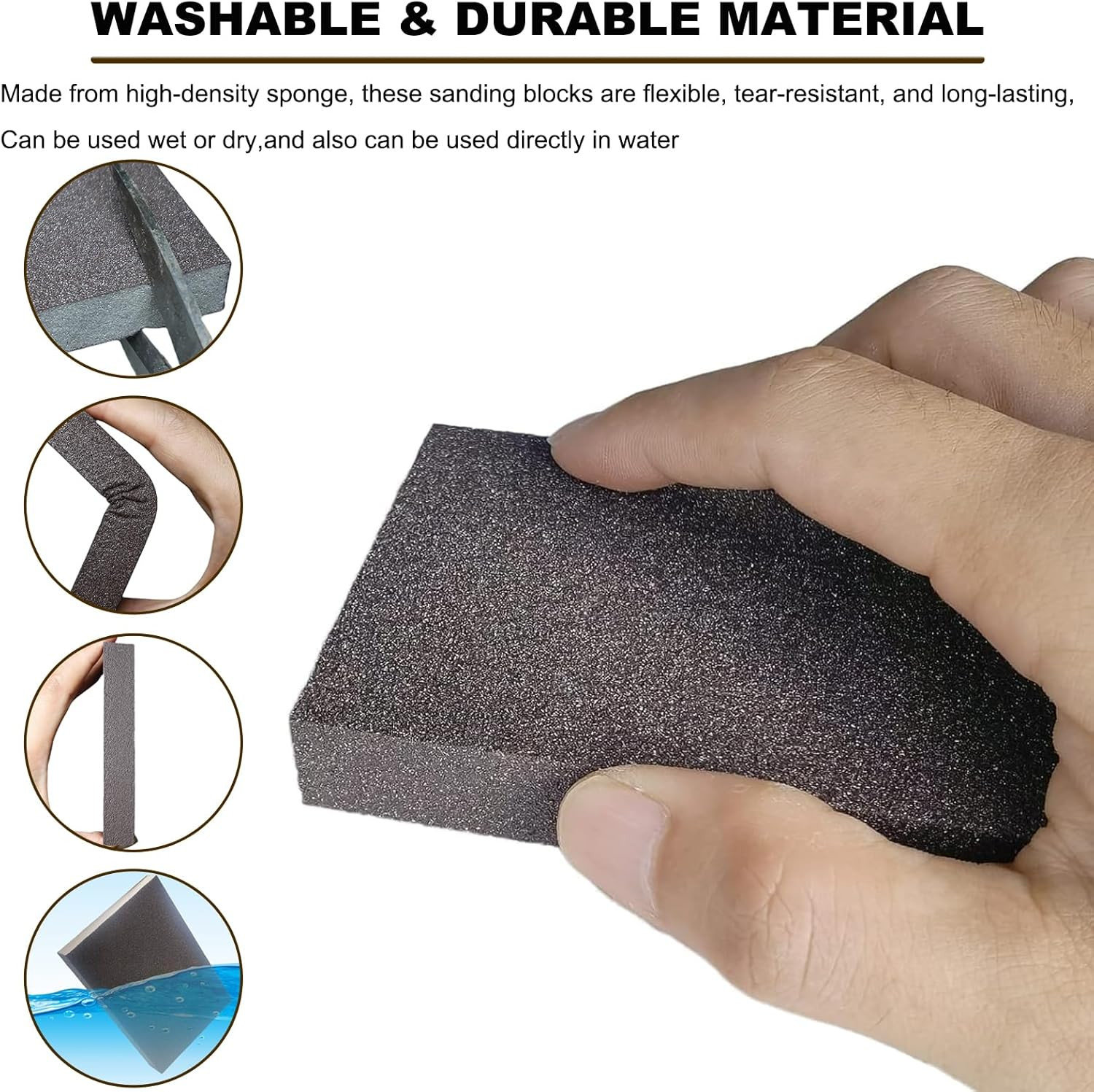 4 Pack Hand Sanding Sponge Set -120 220 320 400 Grit- Coarse Medium Fine Grit Sa