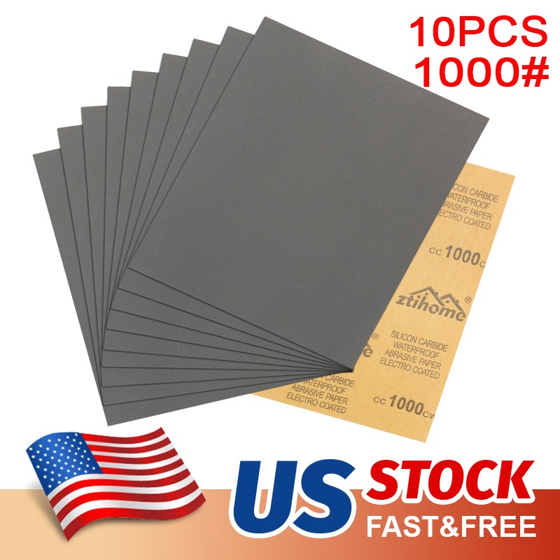 10x 9*11 Wet Dry Sandpaper Sheet Silicon Carbide 1000 Grit Waterproof Automotive