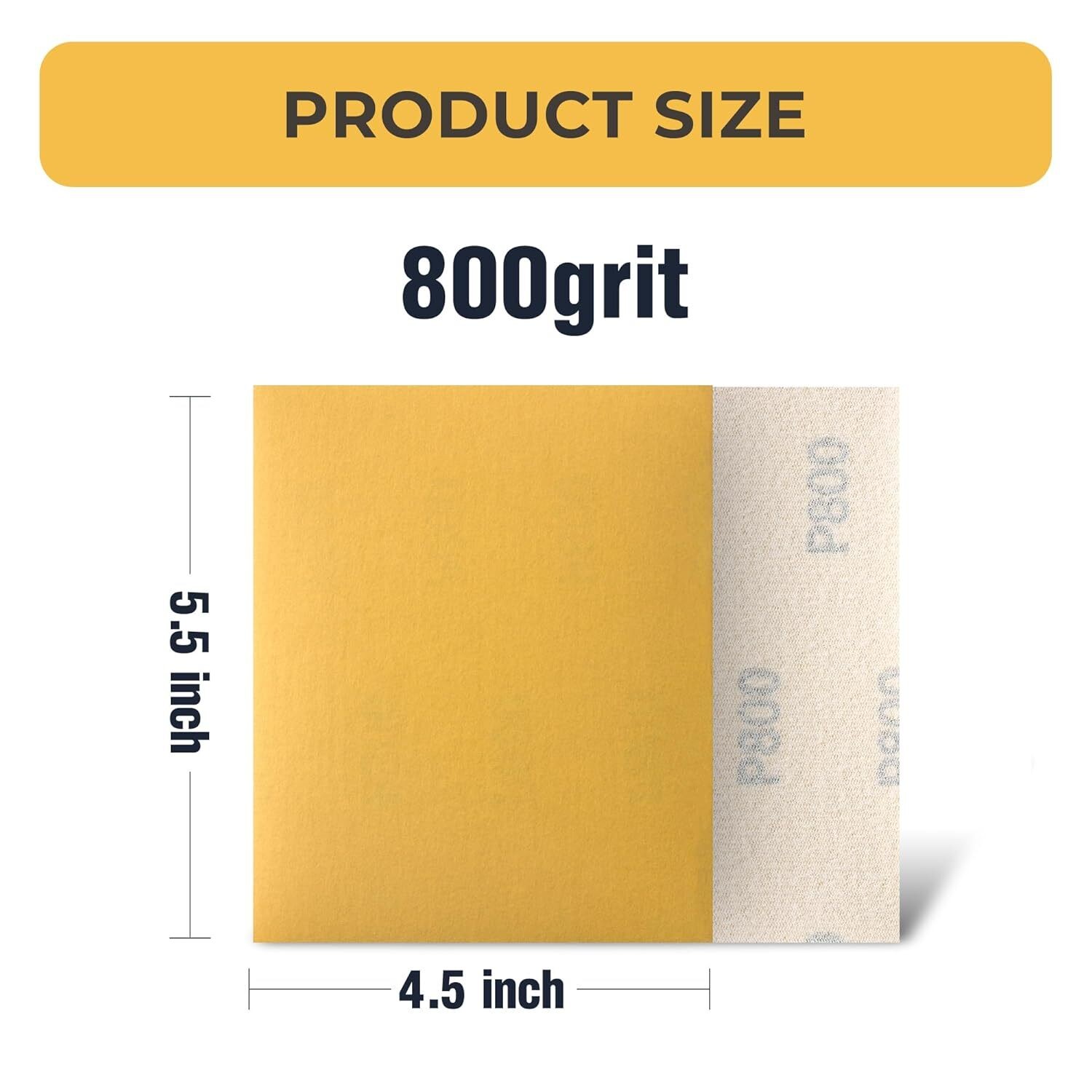 100PCS 4.5X5.5In(115X140mm)800Grit Gold Sanding paper Sheets For Car&Wood&Metal