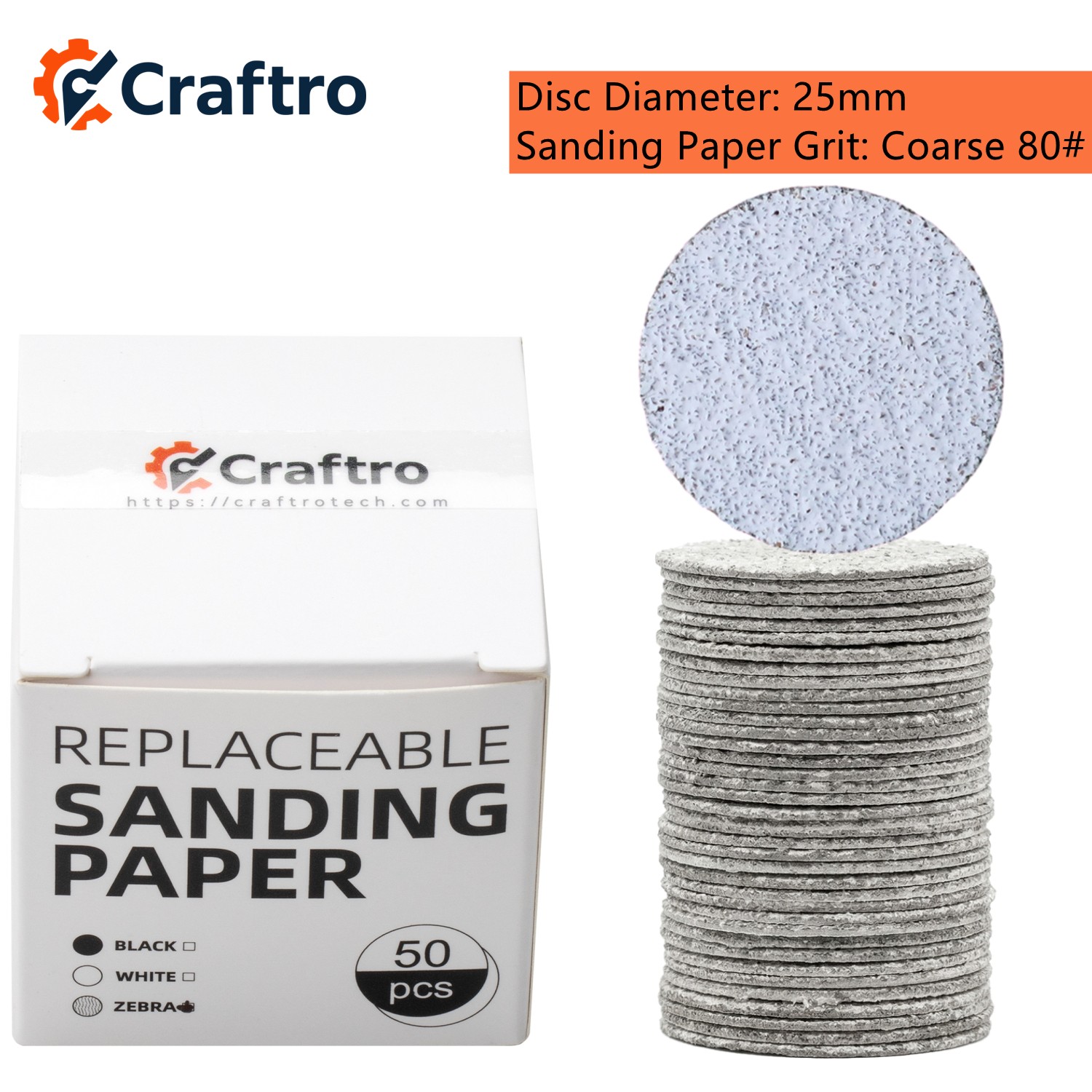 50pcs 25mm Aluminum Oxide Sanding Discs 80-240 Grit w/ Sanding Discs Holder