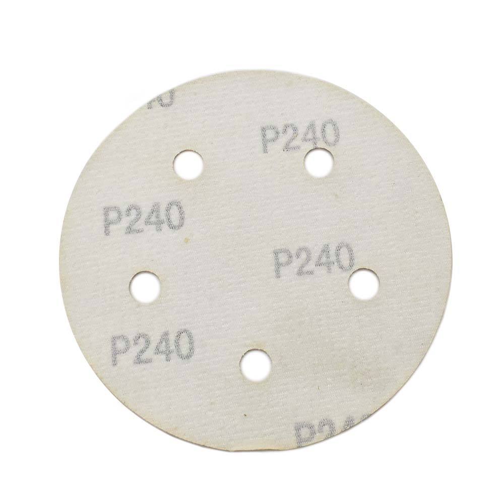 240 Grit 5″ Dia 5-Hole Hook & Loop Sanding Paper 25PK (Ceramic Aluminum Oxide)