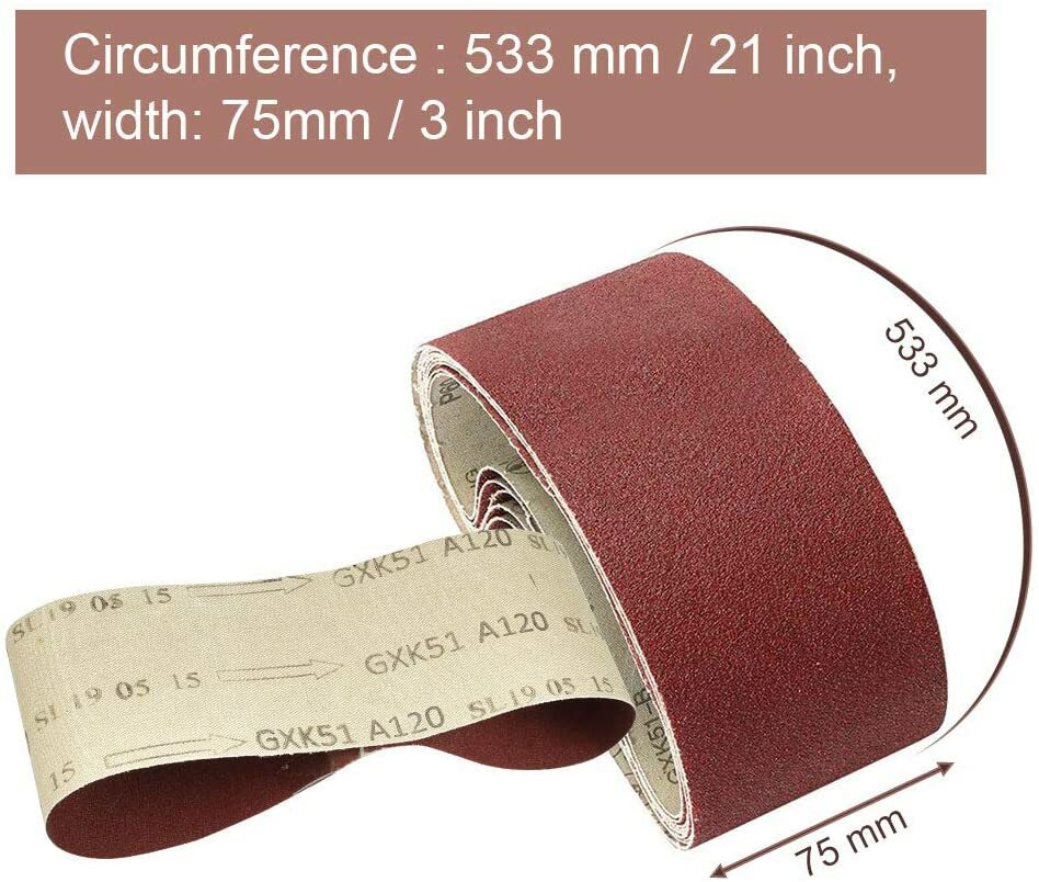 20PCS 3″ x 21″ Sanding Belts 40 60 80 120 150 240 400 Grit Belt Sander Sandpaper