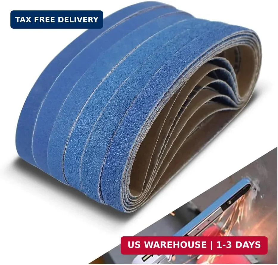 1/2 x 18 Inch Sanding Belts, 36 Pcs Assorted Grits (40/60/80/120/180/240), Zirco