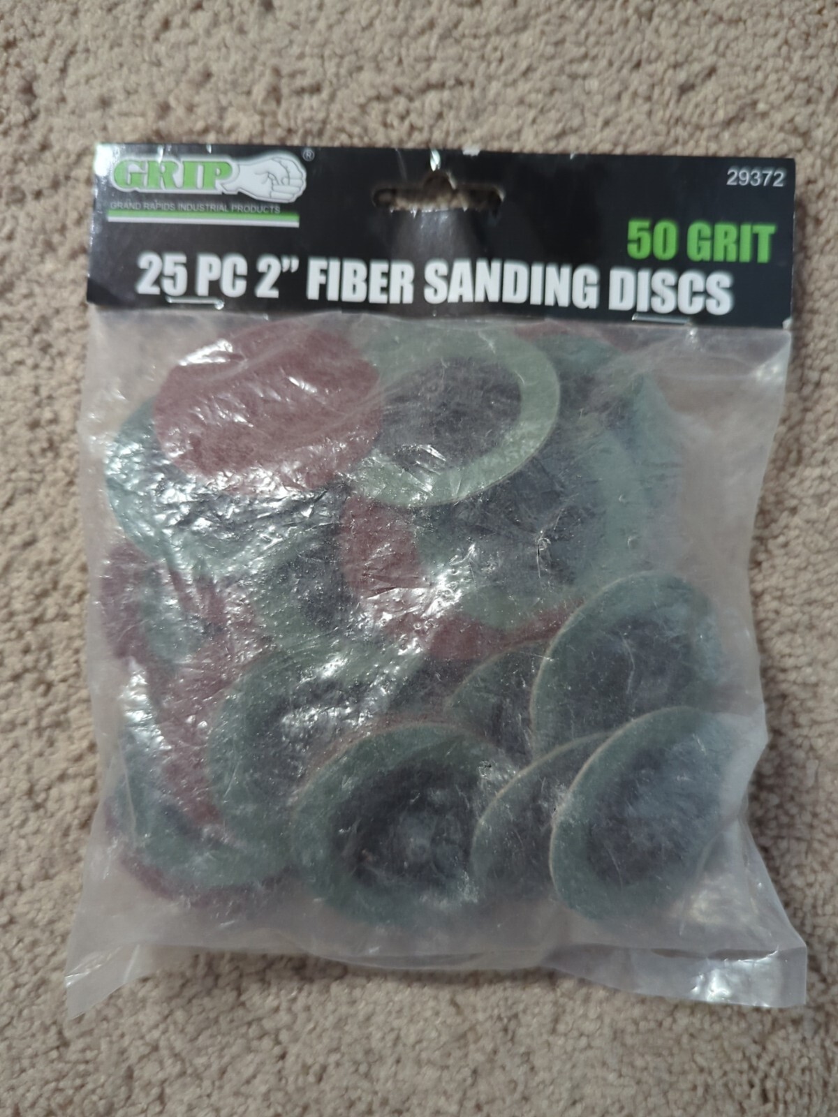 Grip 29372 2-Inch Aluminum Oxide Fiber Sanding Disc 50 Grit 25 Pieces