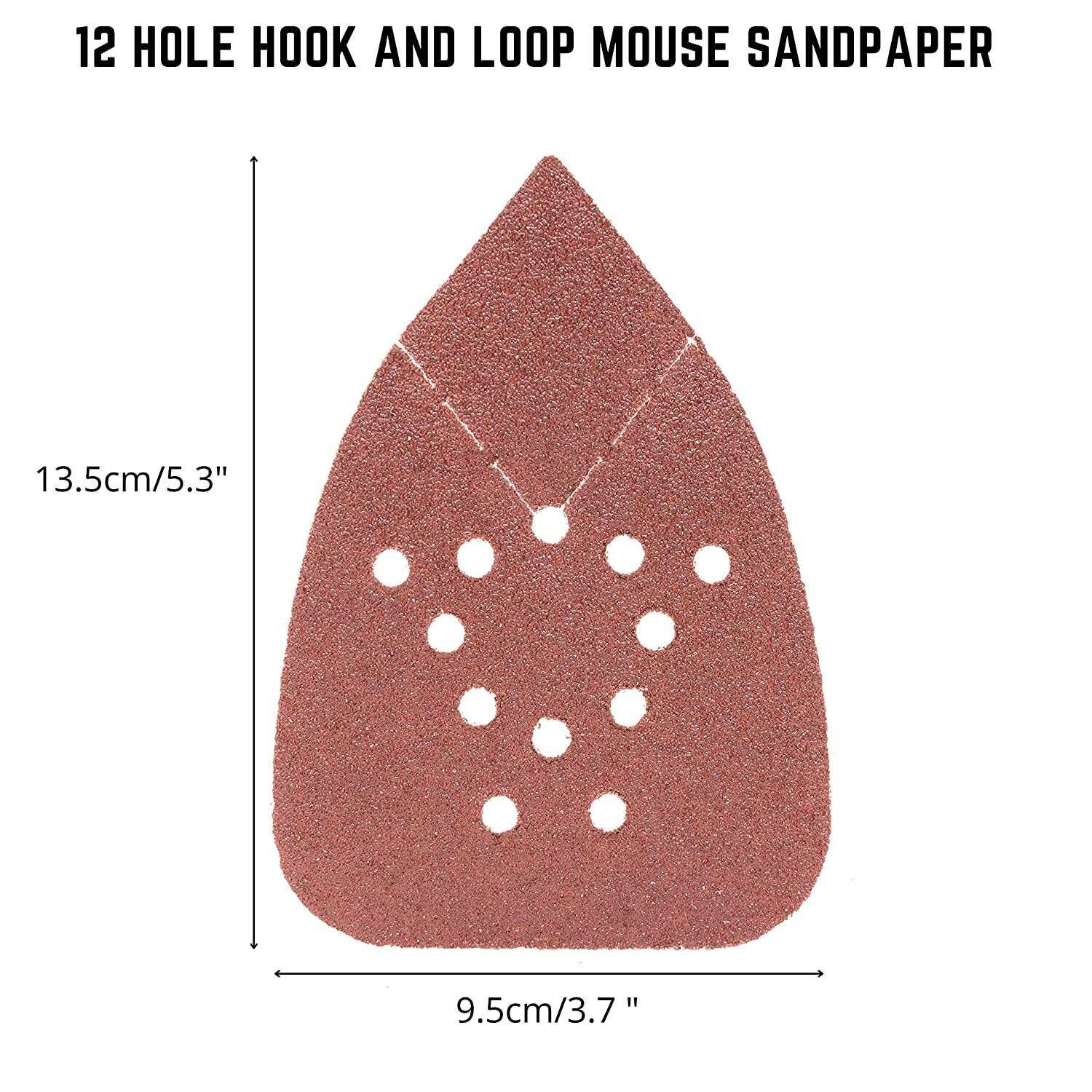 50PCS 95*135mm Mouse Sanding Discs A/O Hook & Loop 12-Hole P60-220 Grit for Wood