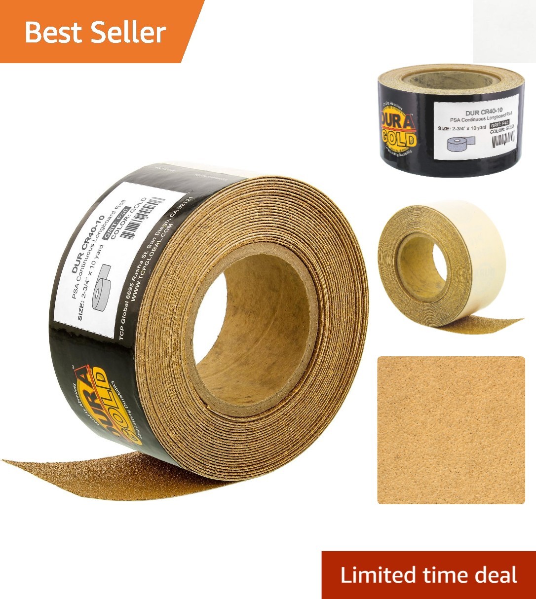 Versatile 40 Grit Longboard Sandpaper Roll – 10 Yards for Woodworking & Auto