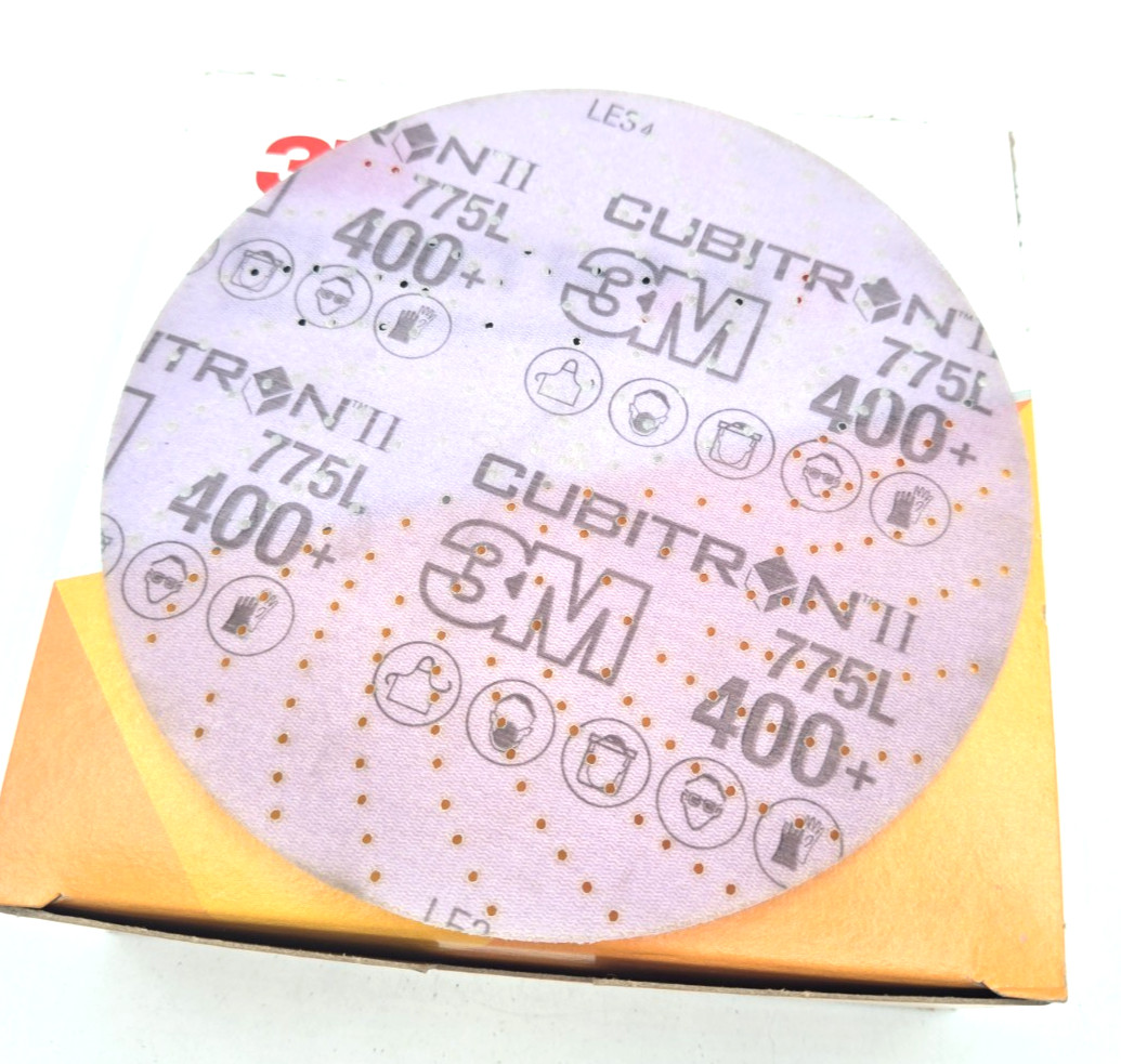 *50/Box* 3M Cubitron II 775L Hookit 6″ Film Discs 400+ Grain 05059 *New*