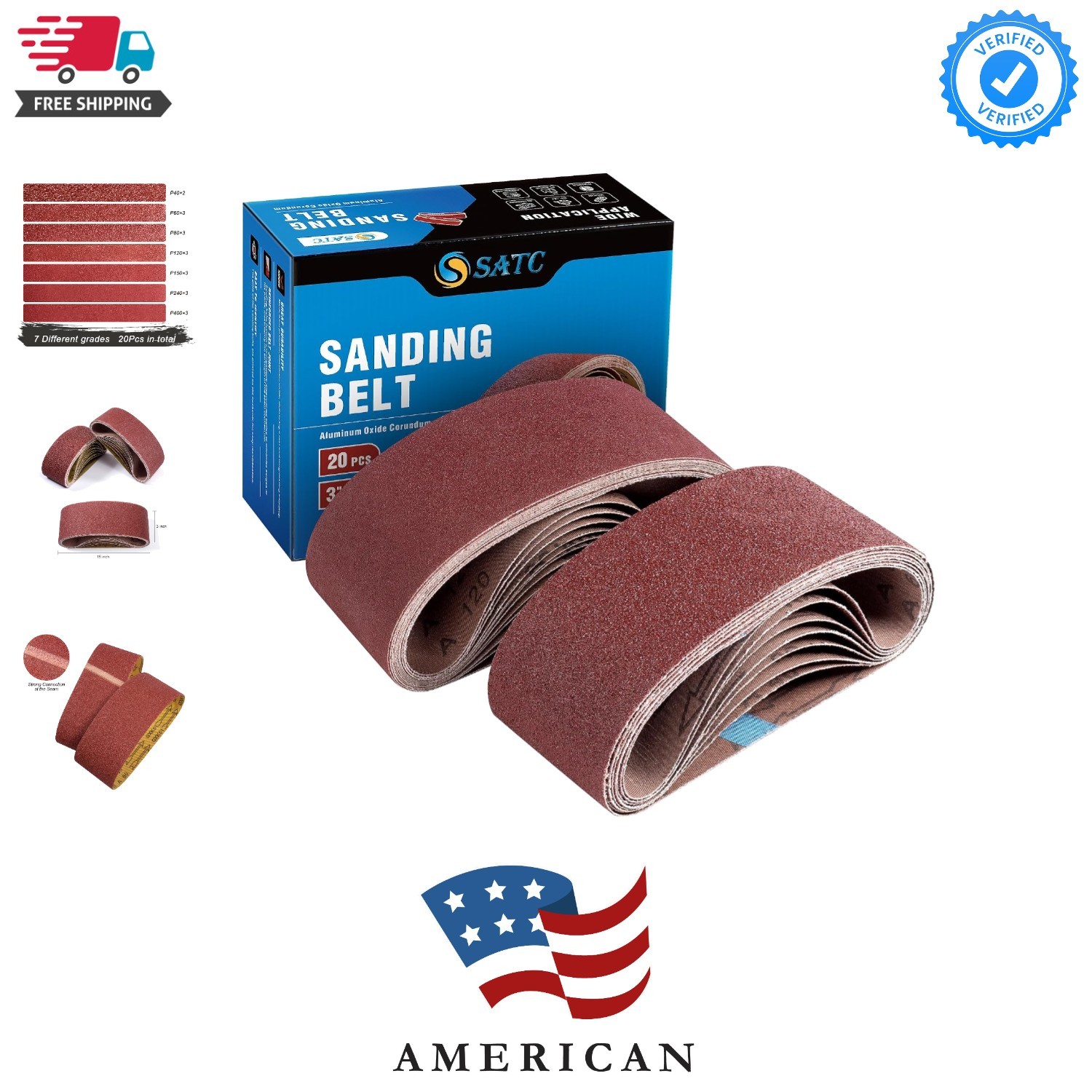 3×18 Sanding Belts 20PCS Belt Sander Paper Aluminum Oxide 3 Each of 60/80/120…