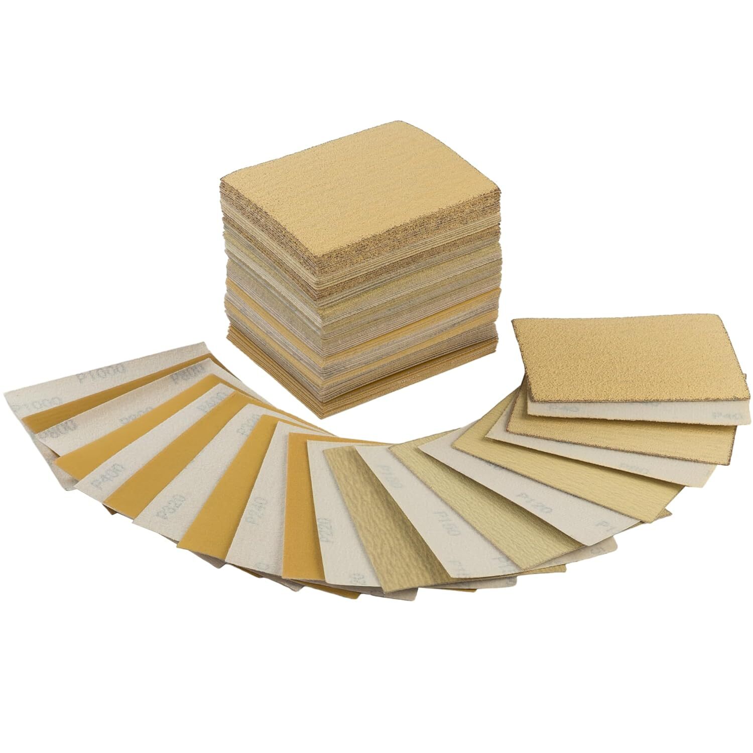 100pcs 1/4 Sheet Palm Sander Sandpaper 40 Grit 5.5″ x 4.5″ Gold Sandpaper Sheets