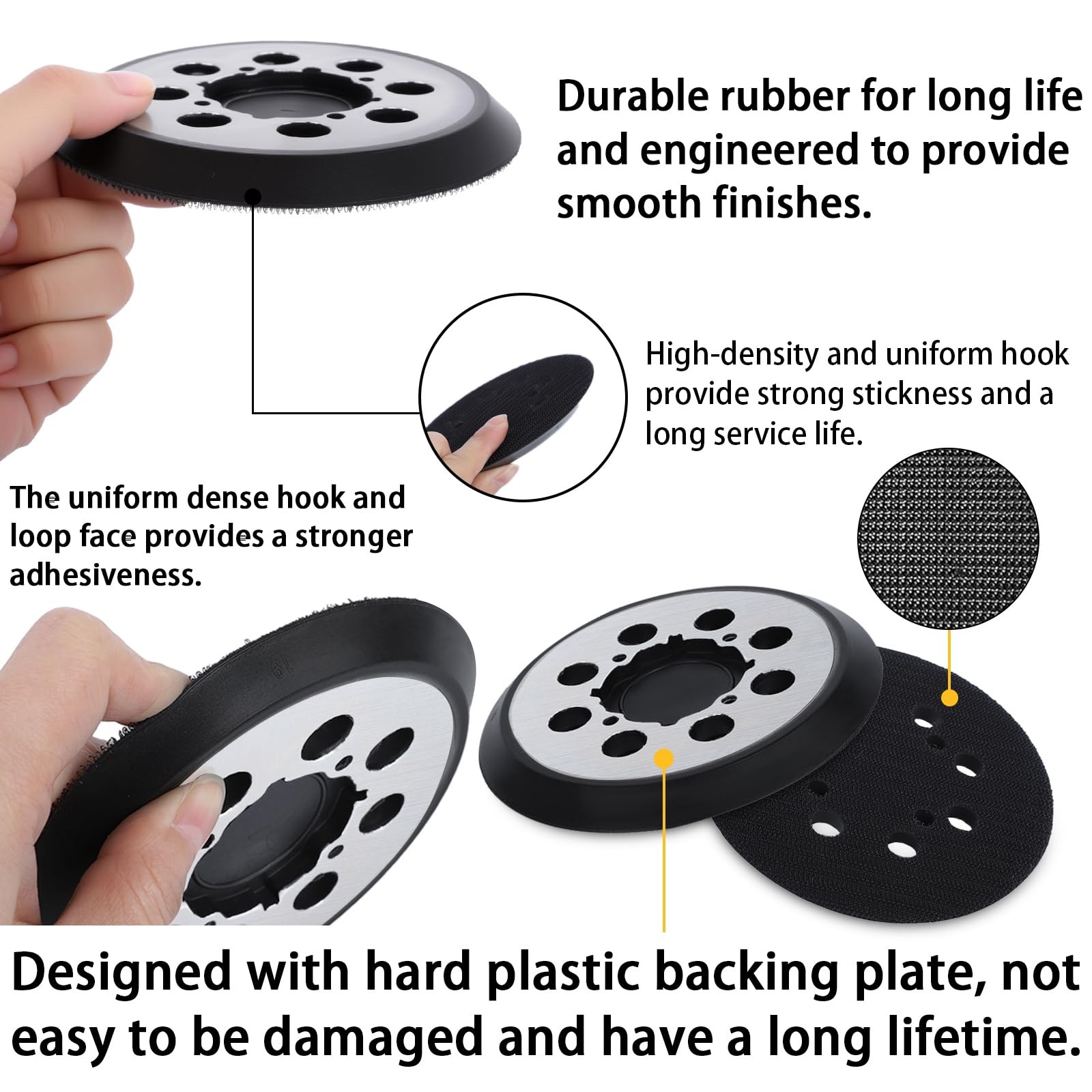 2 Pack Sander Replacement Pad for Dewalt, 5-Inch 8 Holes Hook and 5 inches