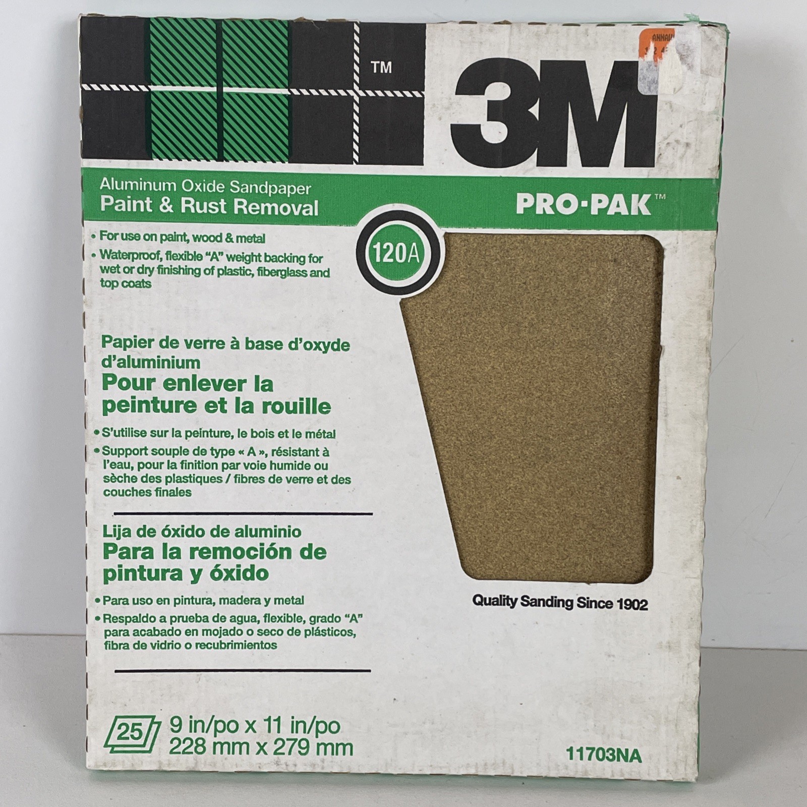 3M Pro-Pak 9 In. x 11 In 120A 25 Sheets Paint & Rust Removal Sandpaper