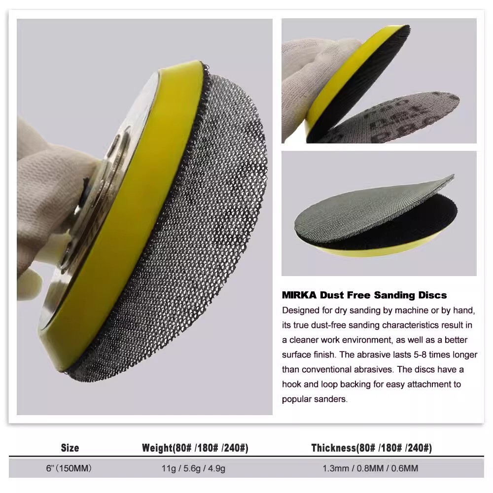6 Inch 150mm Mesh Abrasive Dust Free Sanding Discs Sandpaper Dry Use 80# – 1000#