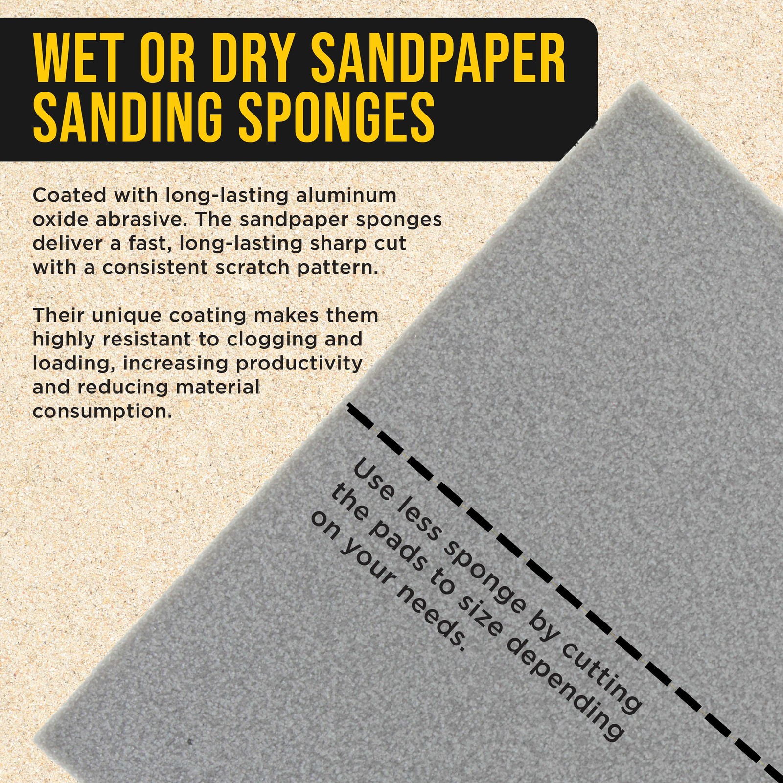 Medium Cut Sanding Sponges, 10/Box – 5.5″ x 4.5″ (120 to 180 Grit) Wet/Dry