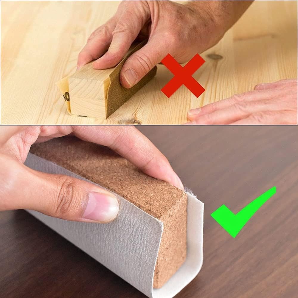3-Pack Cork Sanding Blocks Hand Tool Beveled Edge Flat Curved Woodworking Auto