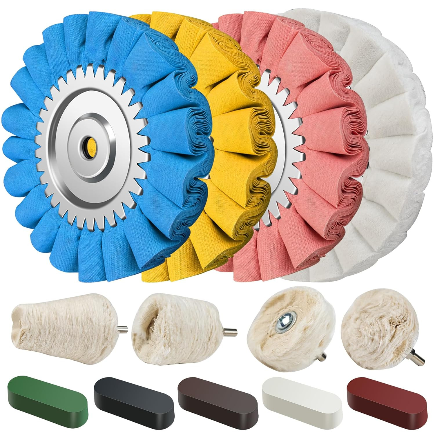 13PCS 8″ S-Shape Airway Buffing Wheel Kit,16-Layer Aluminum Metal Polishing Whee