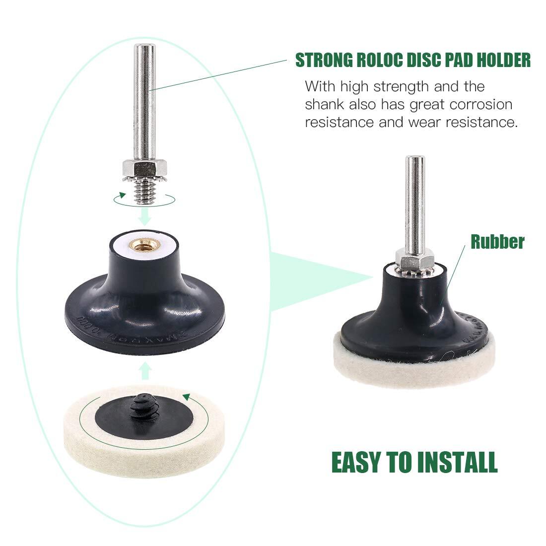 2/5/10Pcs Roloc Wool Felt Polishing Wheel Polisher Buffing Pad 1-3″ Holder Disc