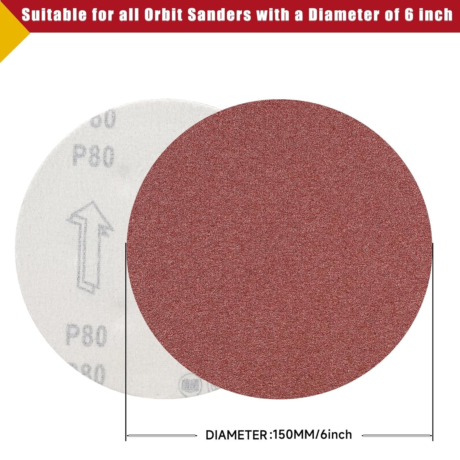 100 PCS 6 Inch Sanding Discs, Hook and Loop Sandpaper 20 X 60 80 120 240 400