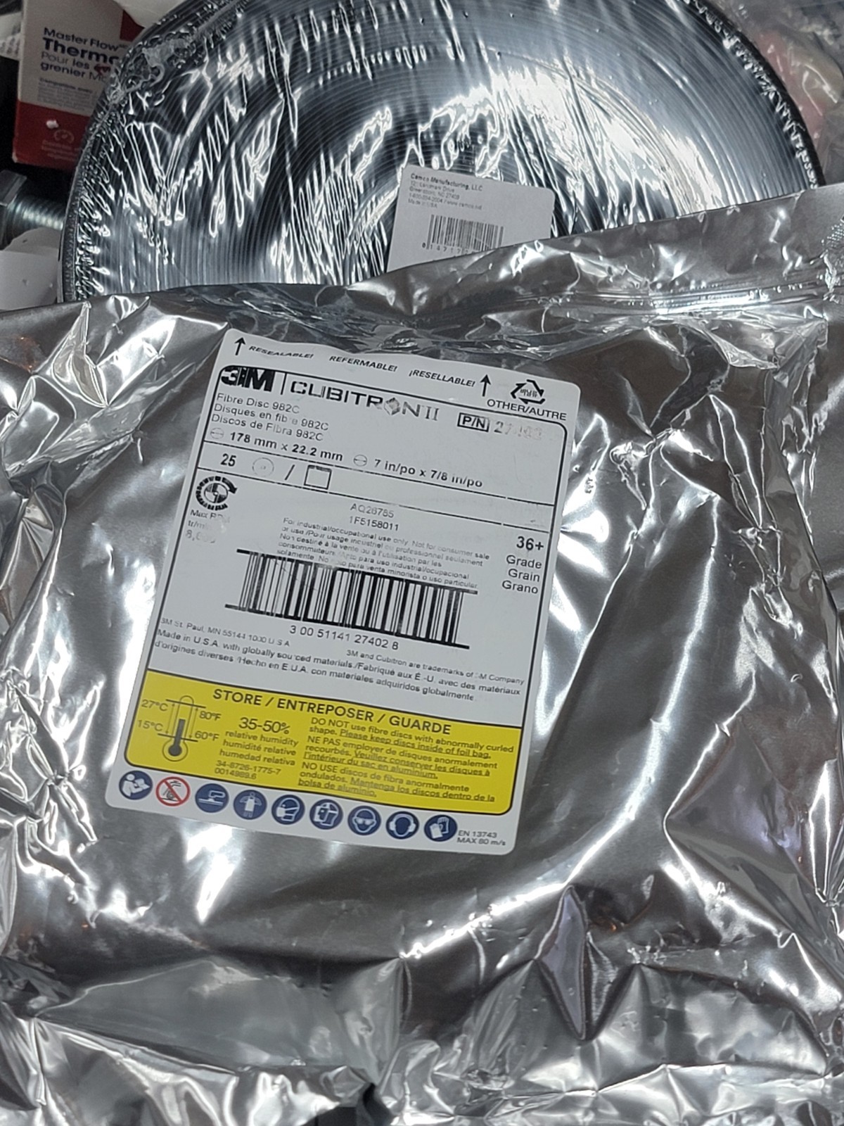 3M Cubitron II Fibre Disc 982C, 36+, 7 in x 7/8 in, Die700BB, 25/Bag.FreeShipL48