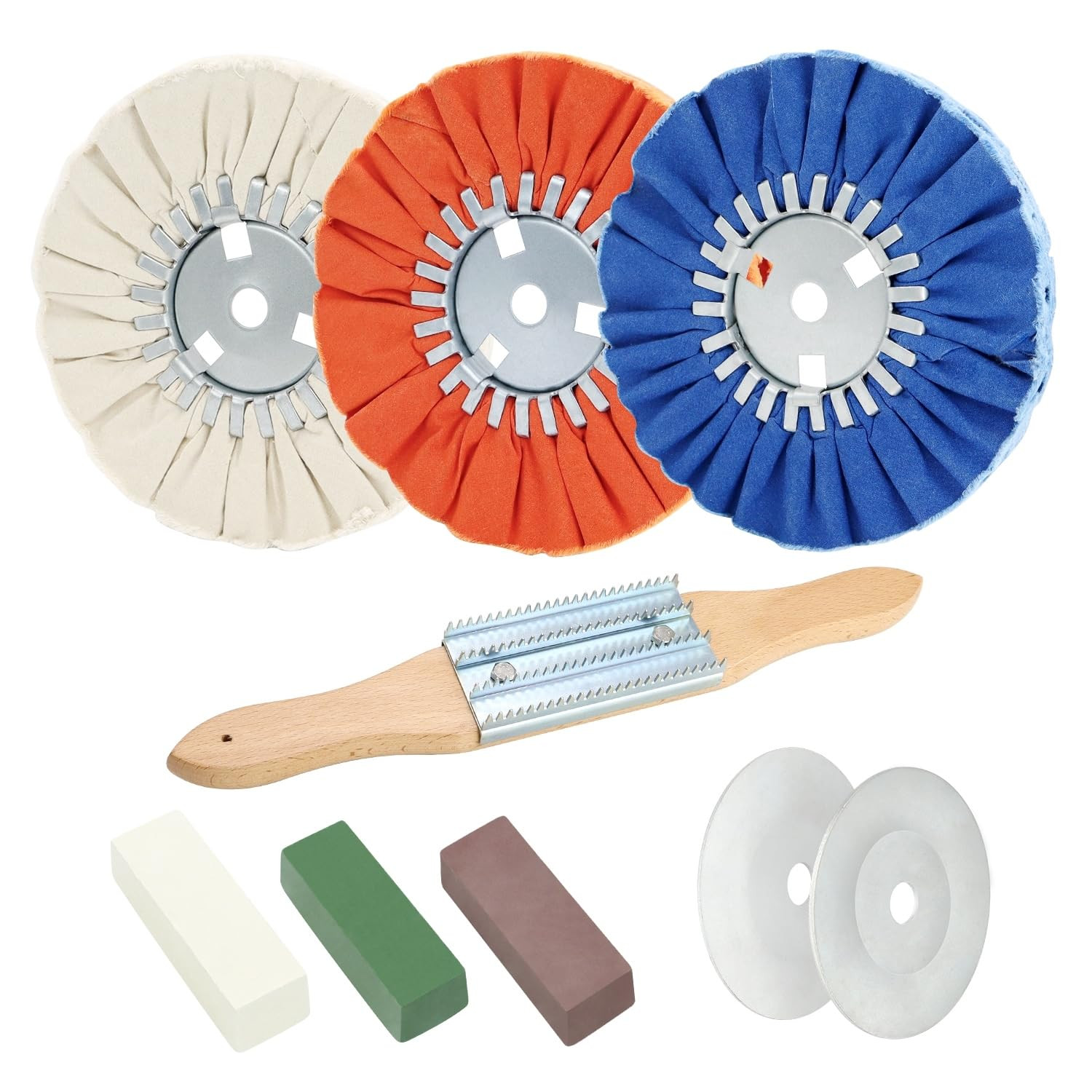 9 Pcs Airway Buffing Wheel Kit 8 Inch Polishing Wheel and Polishing Compound