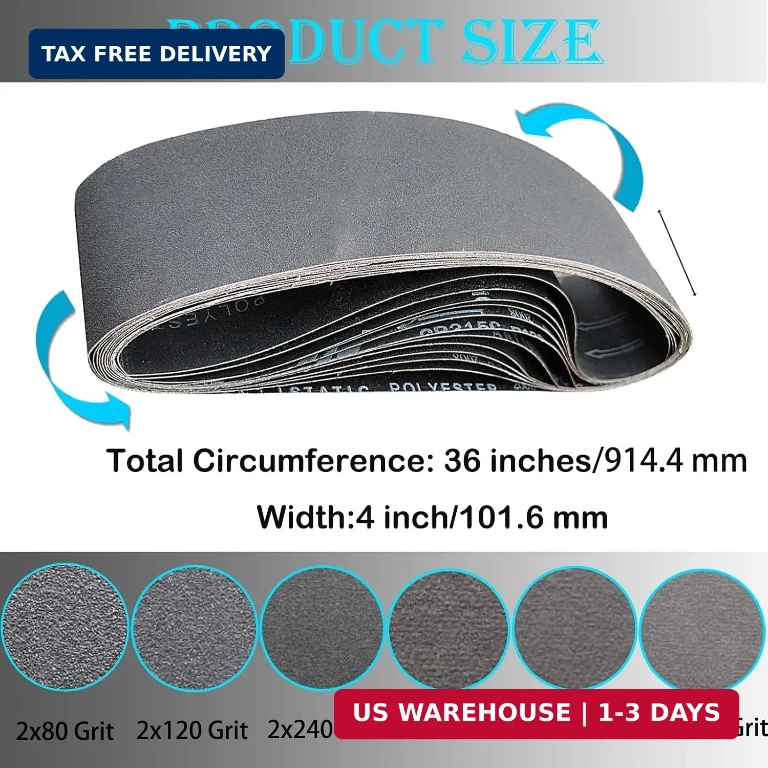 12 PCS 4 x 36 Inch Silicon Carbide Sanding Belts Assortment- 80, 120, 240, 400,