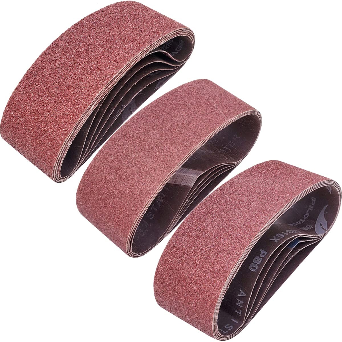 15 Pack 3×21 Inch Sanding Belts 40 80 120 Grit Aluminum Oxide Belt Sander Set