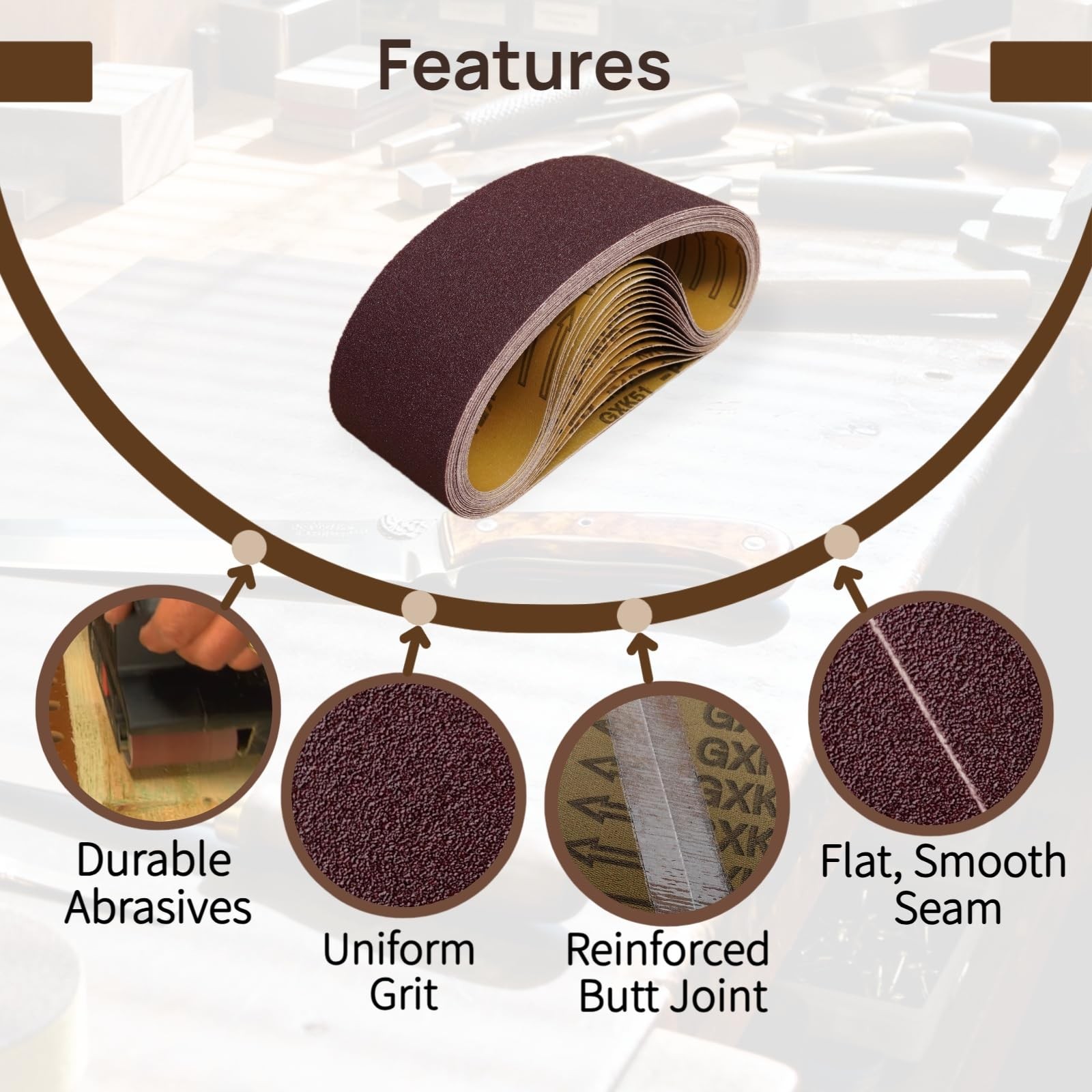 KTHUA 20Pack 3×21 Sanding Belts 400 Grit — Fine Surface Polish for Woodworkin…
