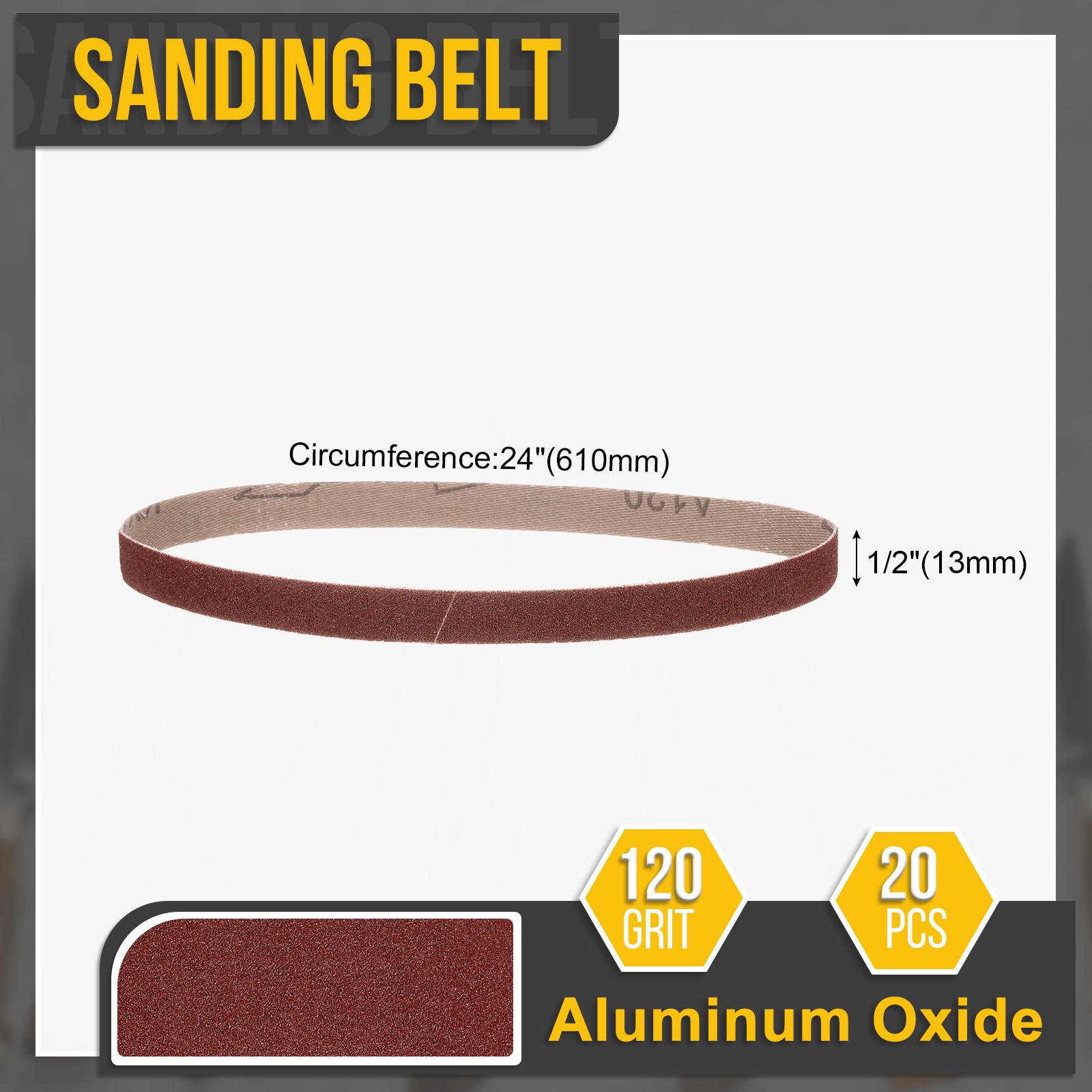 1/2 x 24″ Alumina Knife Sharpener Belts, 20 Pack 120 Grit