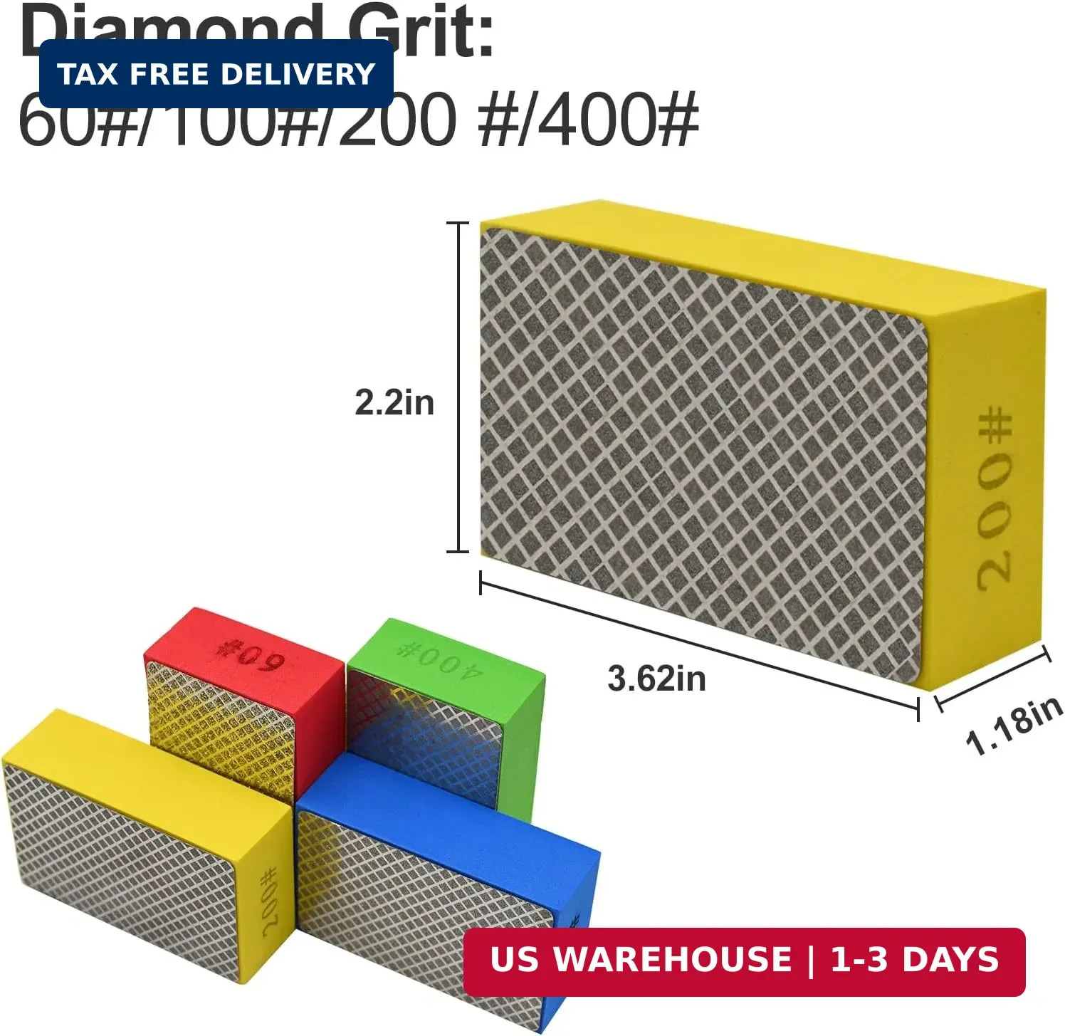 4pcs Diamond Hand Polishing Pads for Ceramic Tile Glass Grinding,Sanding Blocks