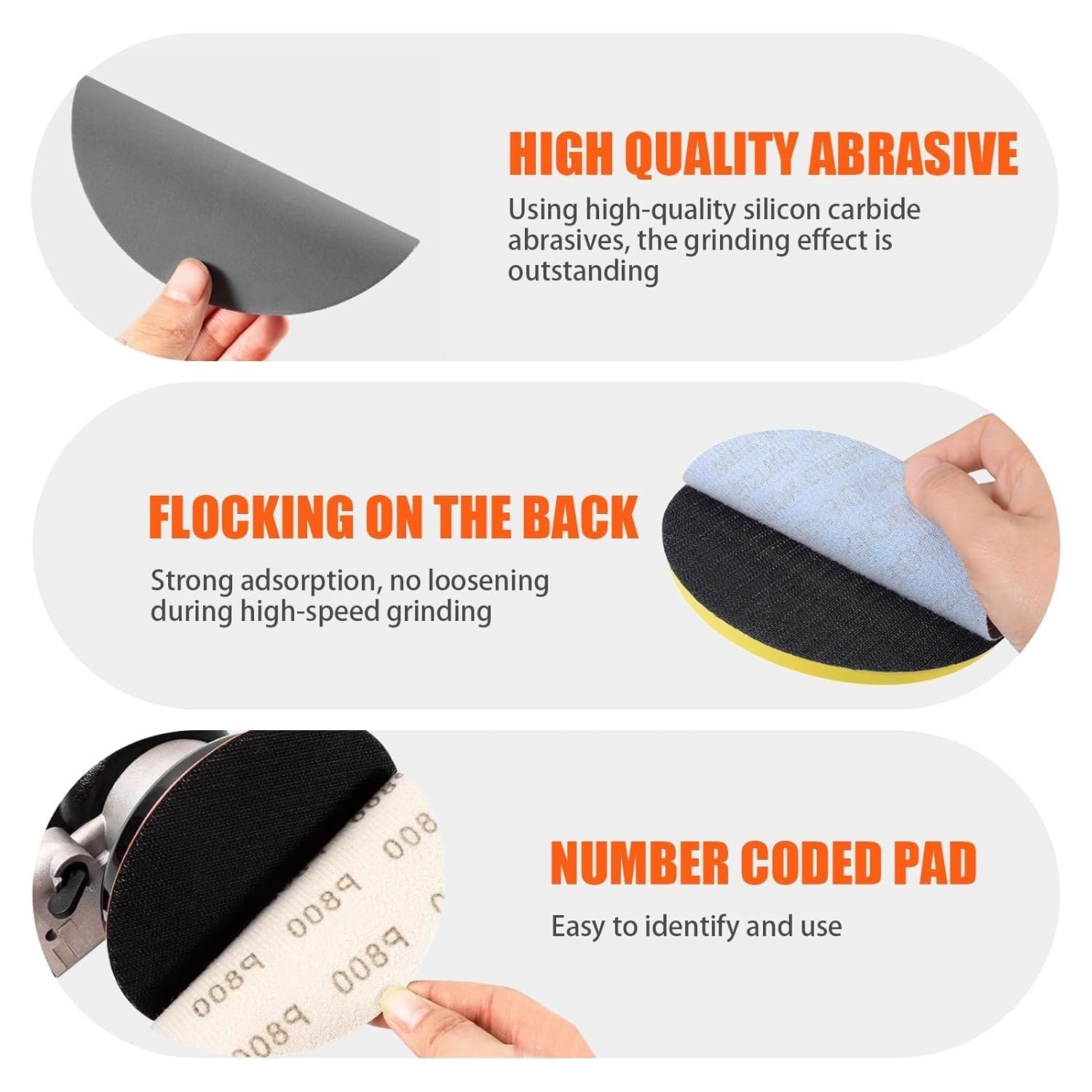 Wet Dry Sanding Discs 50 PCS 5 inch Sandpaper Set 100, 240, 320, 5 inches