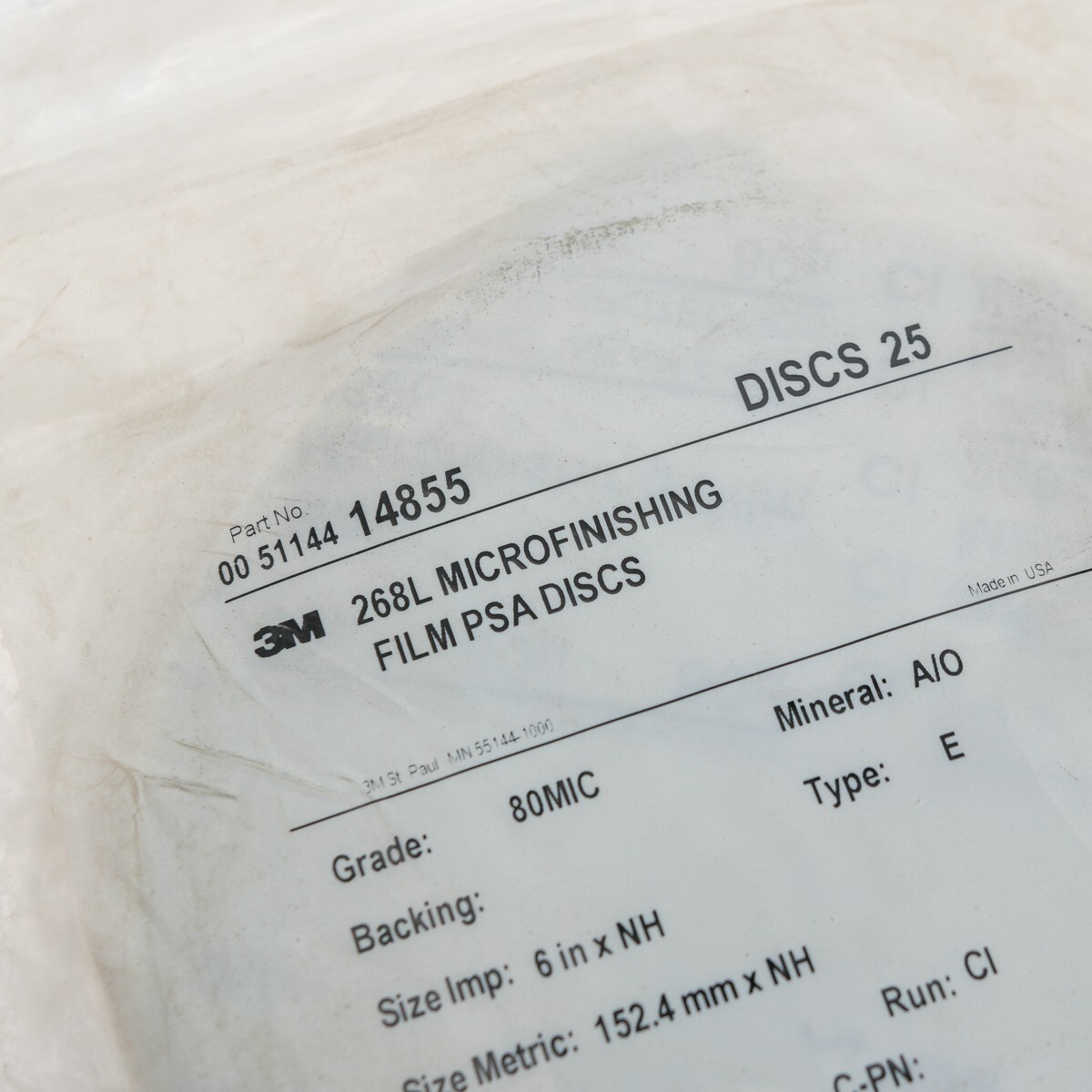 3M Sanding Discs – 6in -80mic – 268L Microfinishing Film PSA Discs – 14855 (x25)