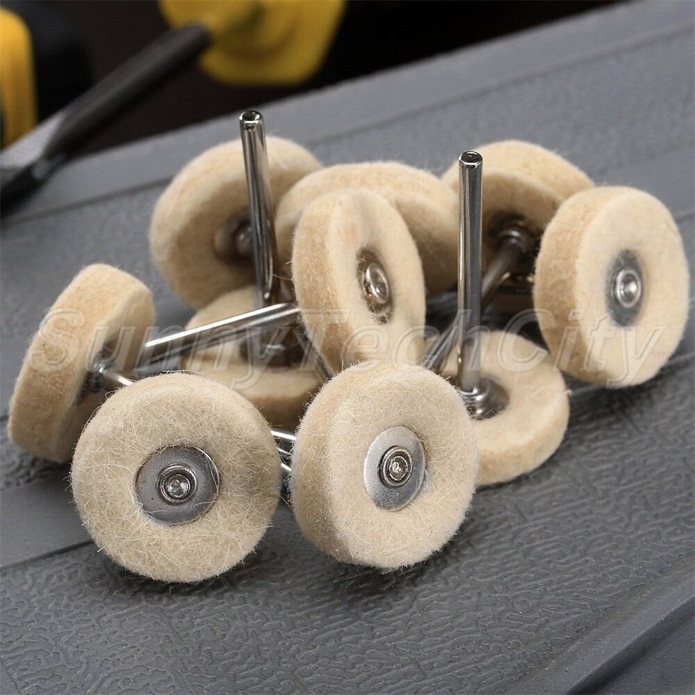 50x 25mm Pads Wool Wheel Brushes Pads Polishing Cotton Rust Buffing Rotary Tool