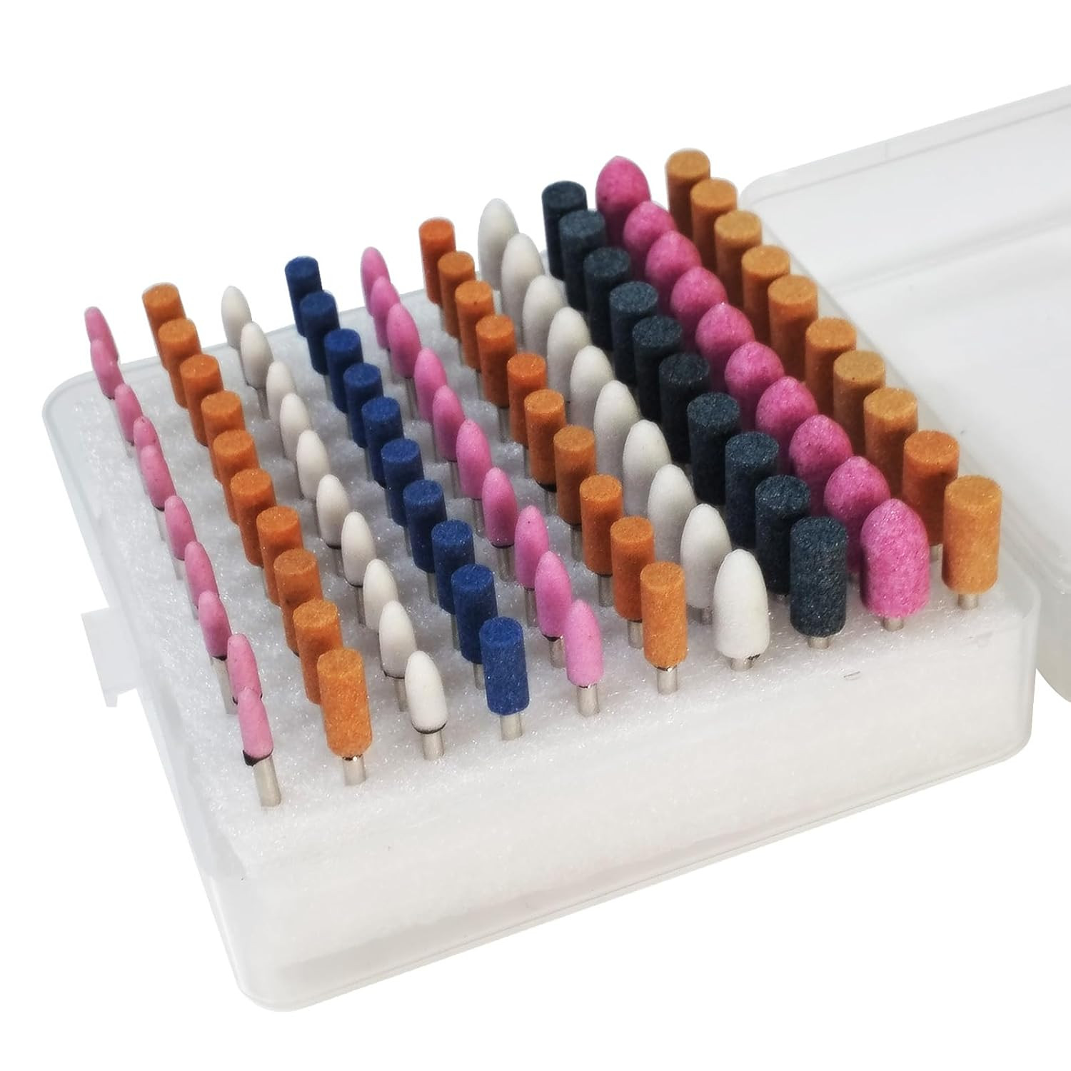 100 Pcs Grinding Stones Sets – 1/8” Shank Assorted Abrasive Stone Mounted