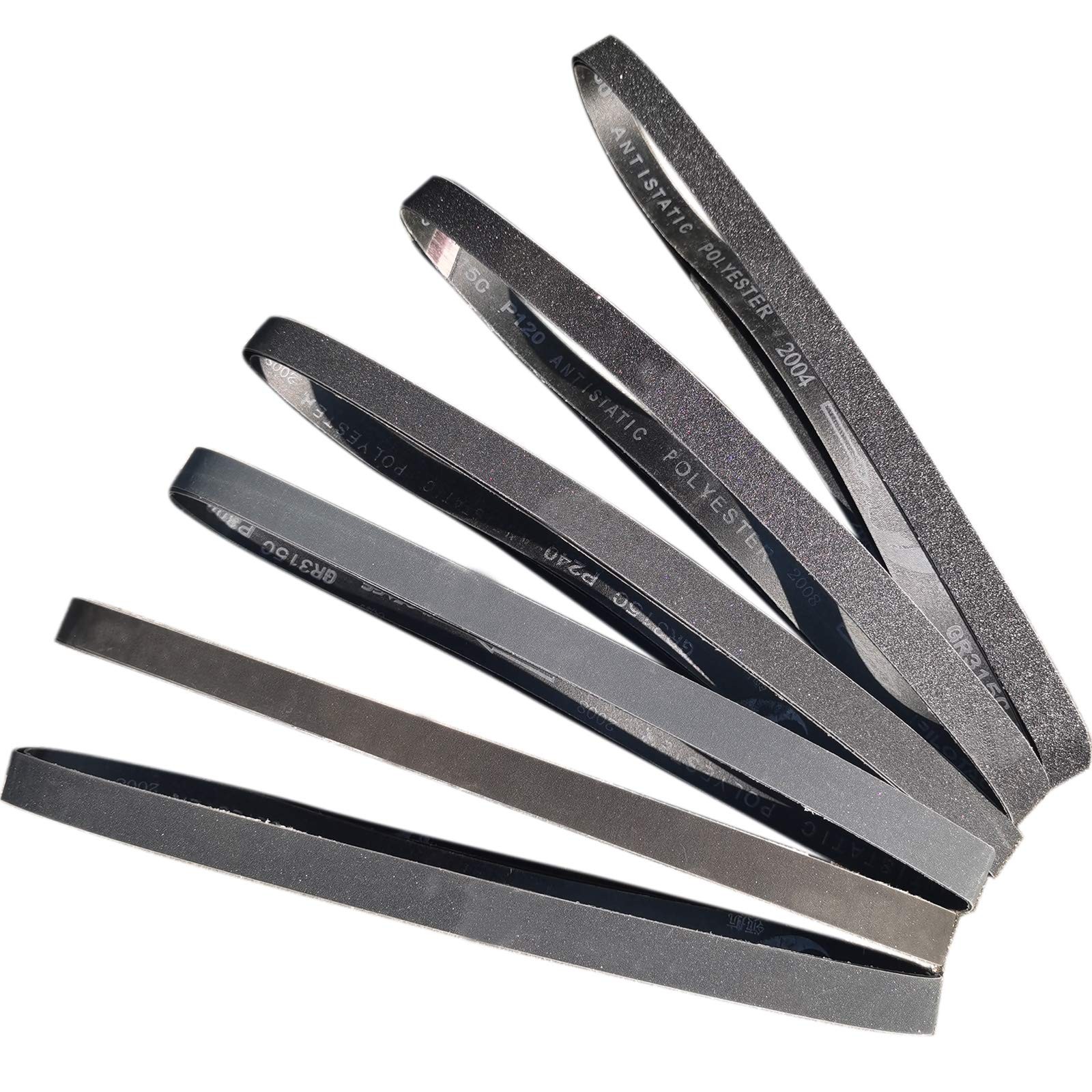 18 PCS 1 x 42 Inch Silicon Carbide Sanding Belts Assortment- 80, 1×42, Black