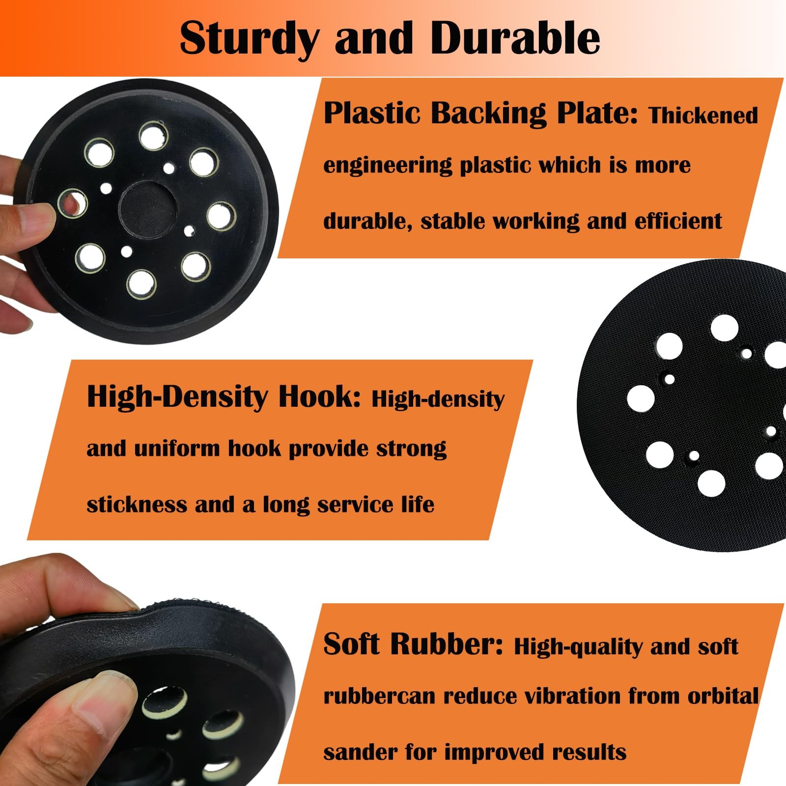 2 Pack 5 Inch 8 Hole Hook and Loop Sander Pad for Ridgid R2600, R2601 5″