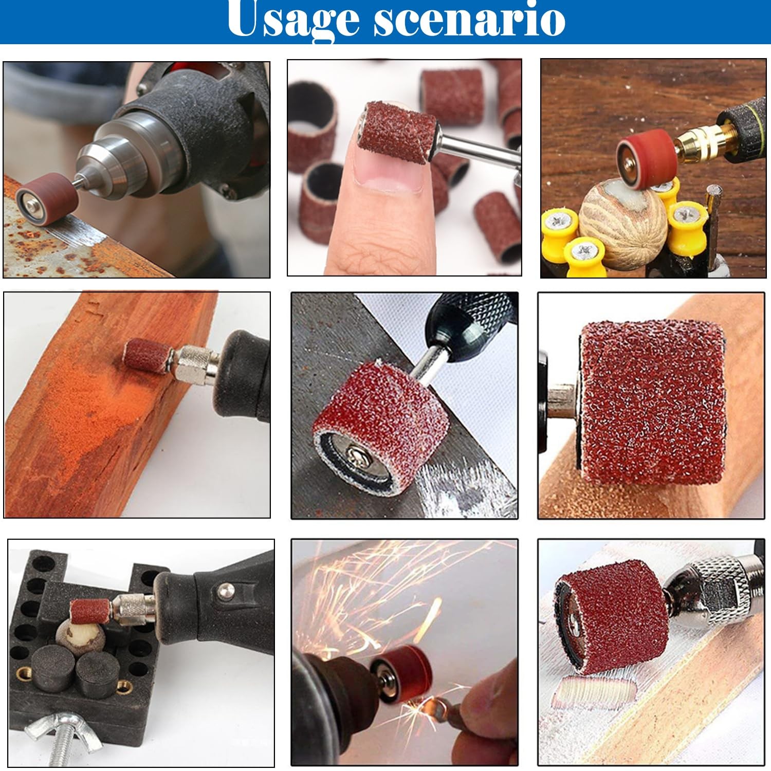Sunxeke Sanding Drum Set for Most Rotary Drum+Sanding Bits