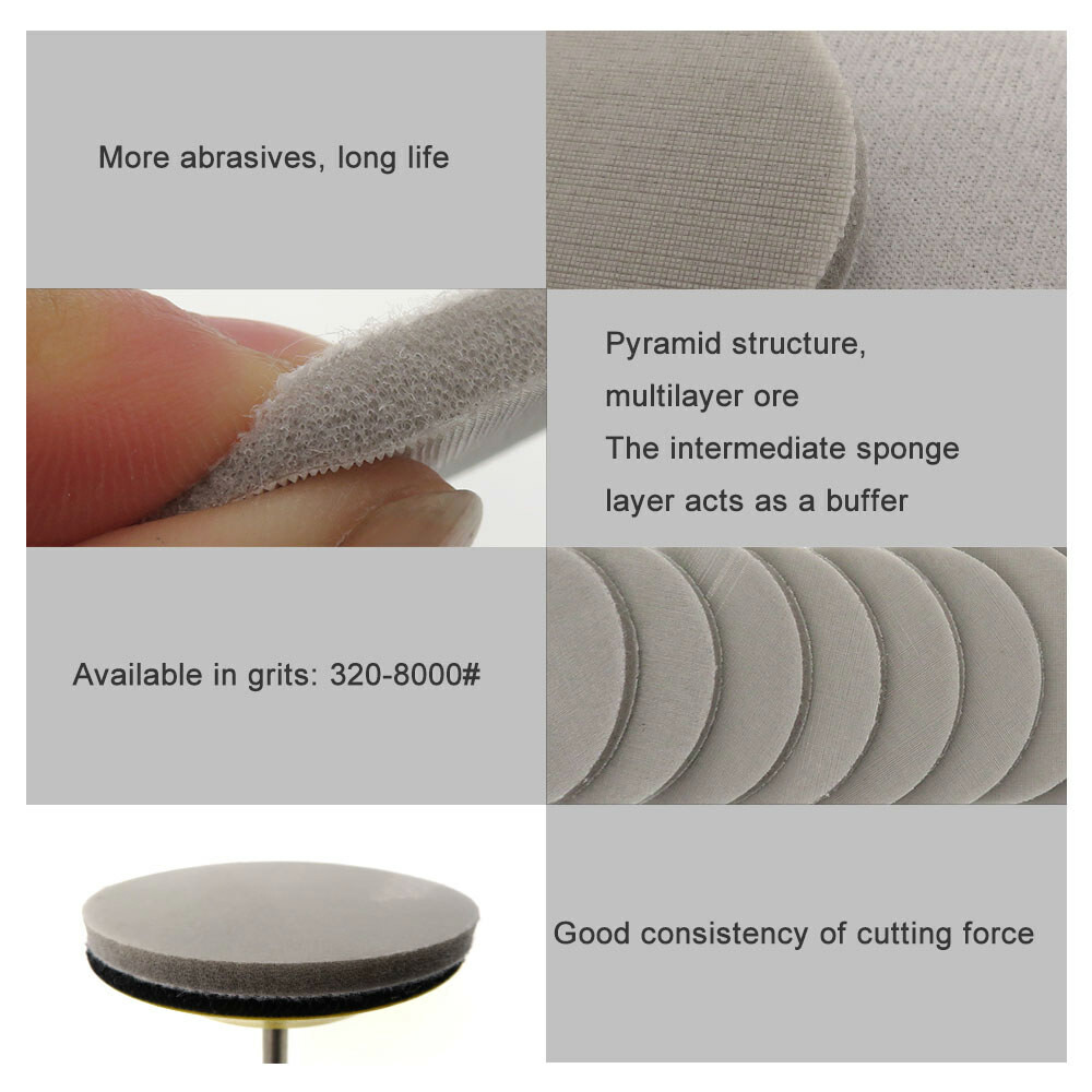 50mm Hook and Loop Sanding Foam Sponge Disc Pads Sandpaper Orbital 2 inch