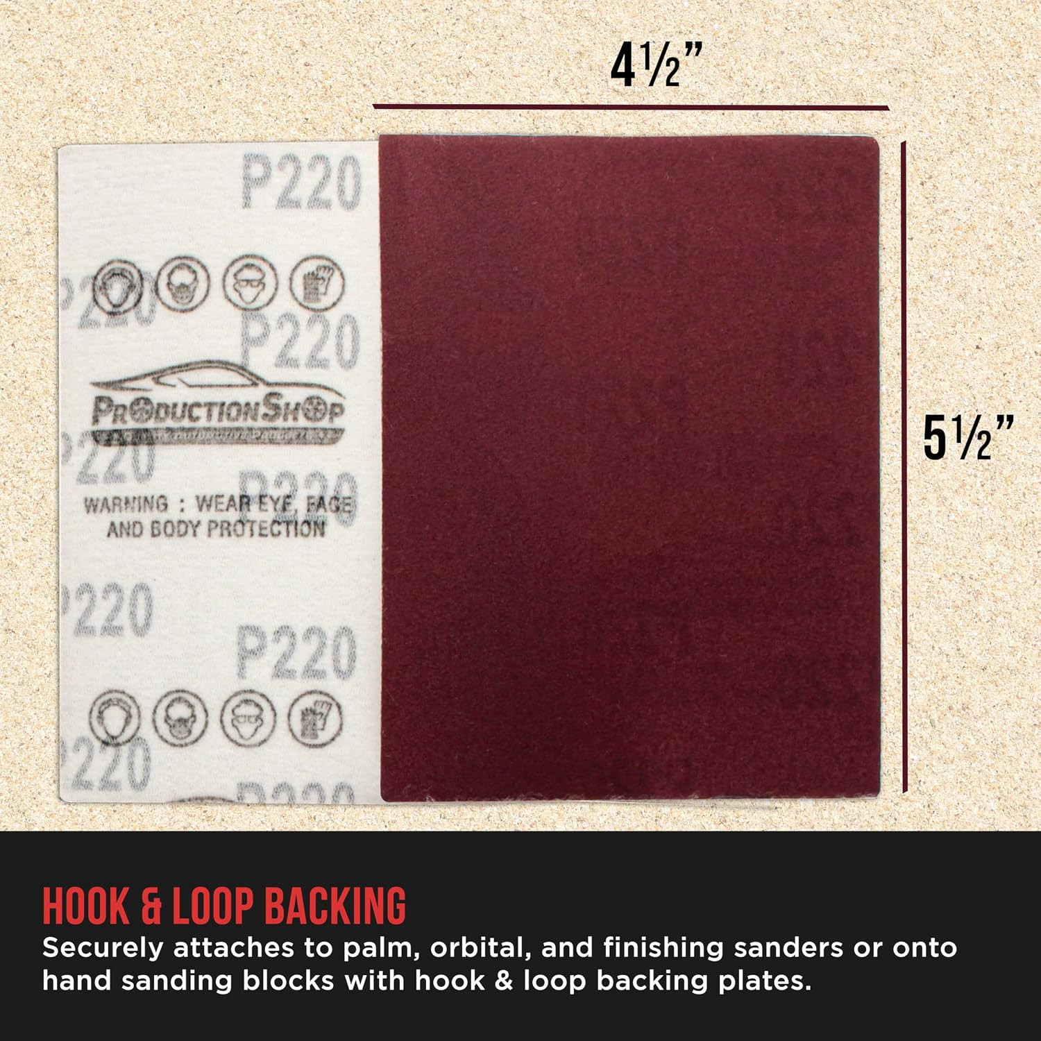 Premium Red 220 Grit 1/4 Sheet Size Red Sanding Sheets, Box