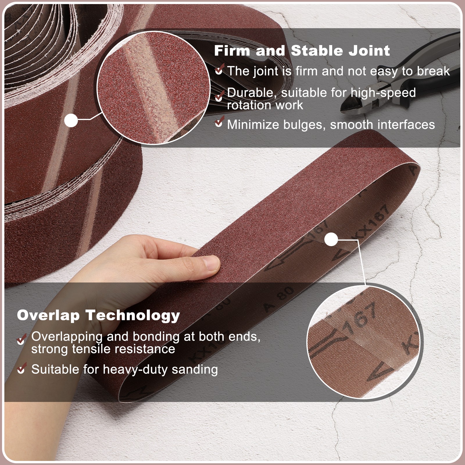 4 x 36 Inch Sanding Belts, 10 Pcs 60/80/120/240/320 Grits Aluminum Oxide