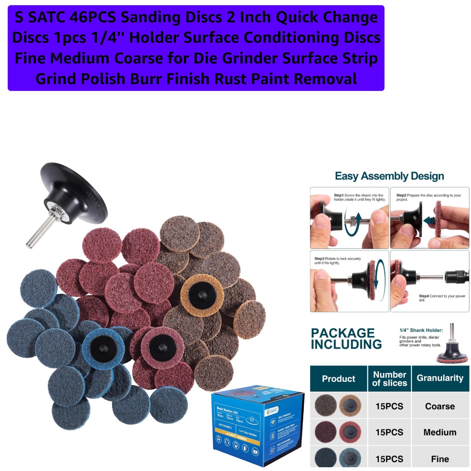 Max Performance 46PCS Surface Conditioning Discs – Fine, Medium & Coarse Grits