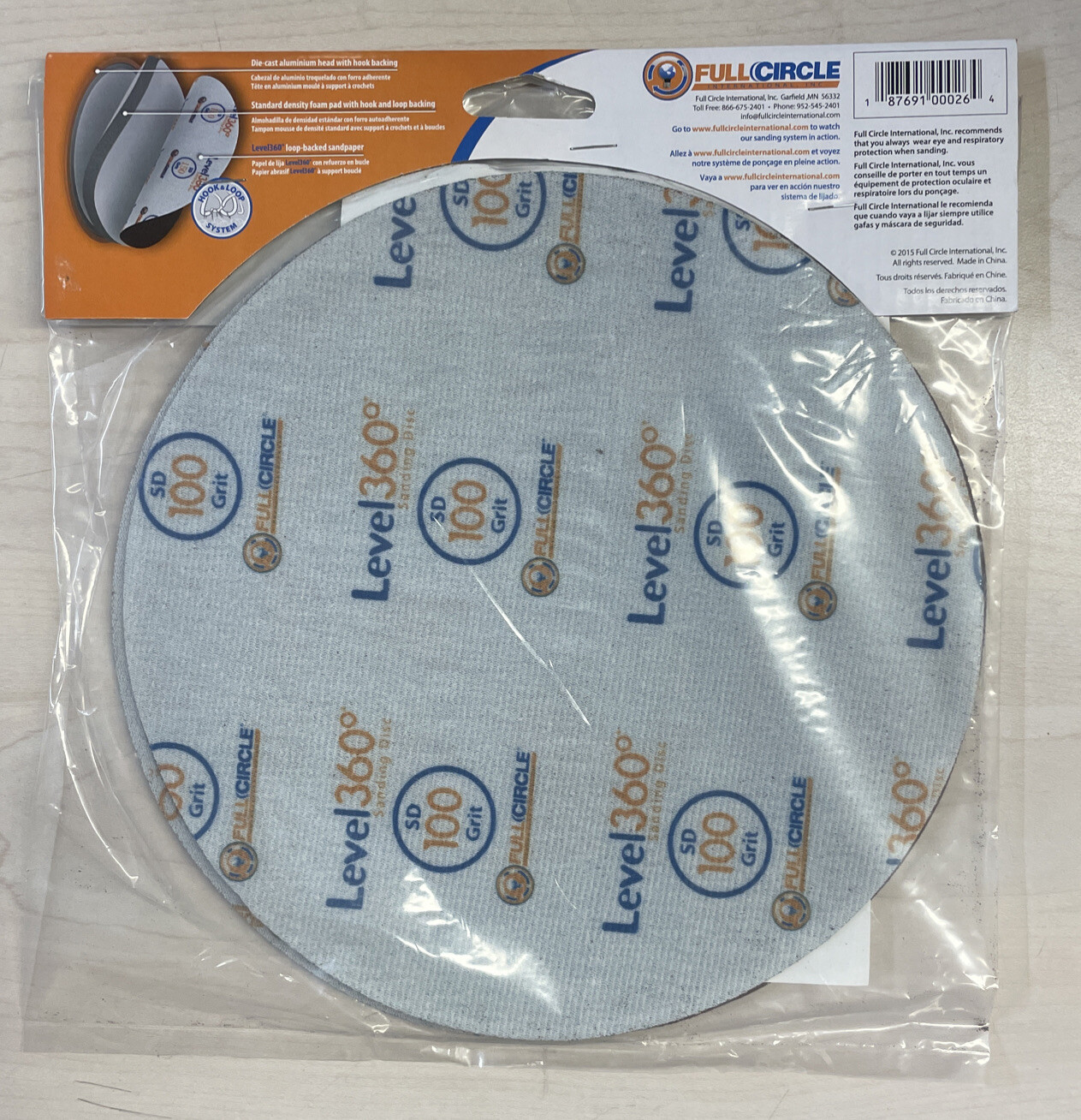 Level 360 Full Circle 100 Grit Hook & Loop Sanding Disc 8.75 inches, Pack Of 5