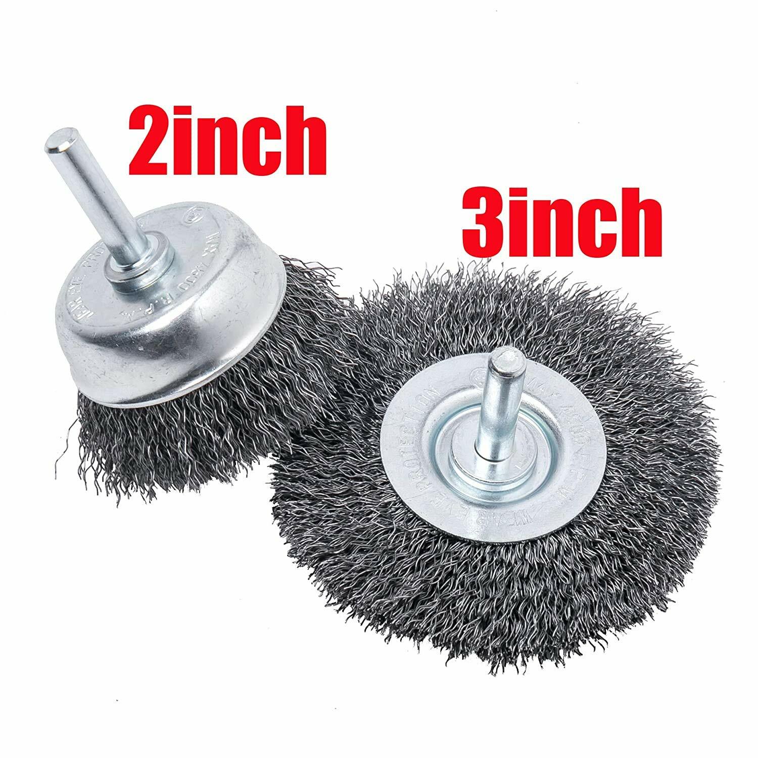 1/4”Shank Wire Brush Wheel Cup Flat End Brushes Rotary Grinder Tools Drill Bits