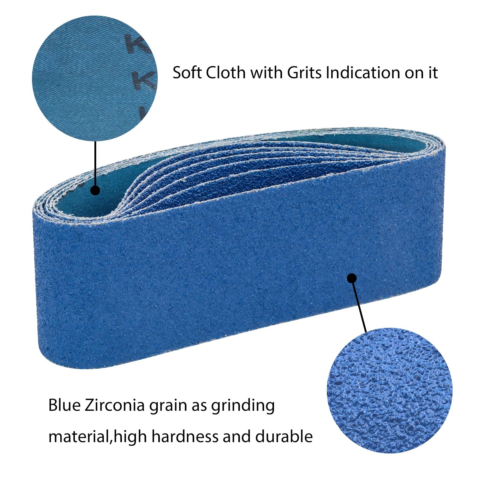 3 x 21 Inch Zirconia Sanding Belts 36 Grit,6 Pack 3×21 inch, 36 Grit