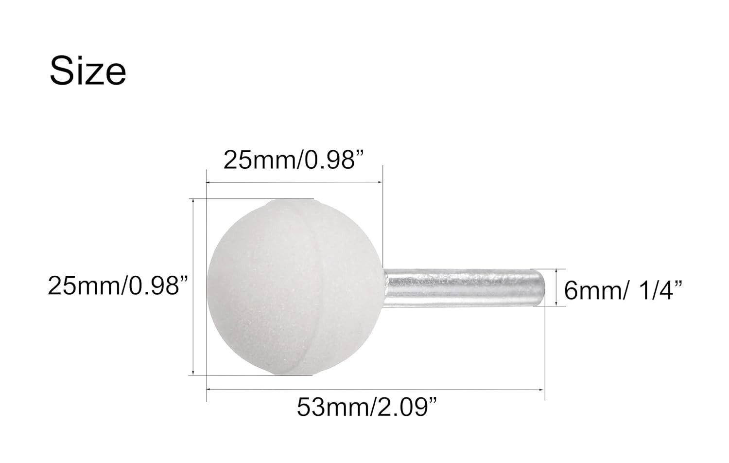 20PCS 25mm Ball Shape Abrasive Mounted Stone Grinding Wheel 1/4″ Shank