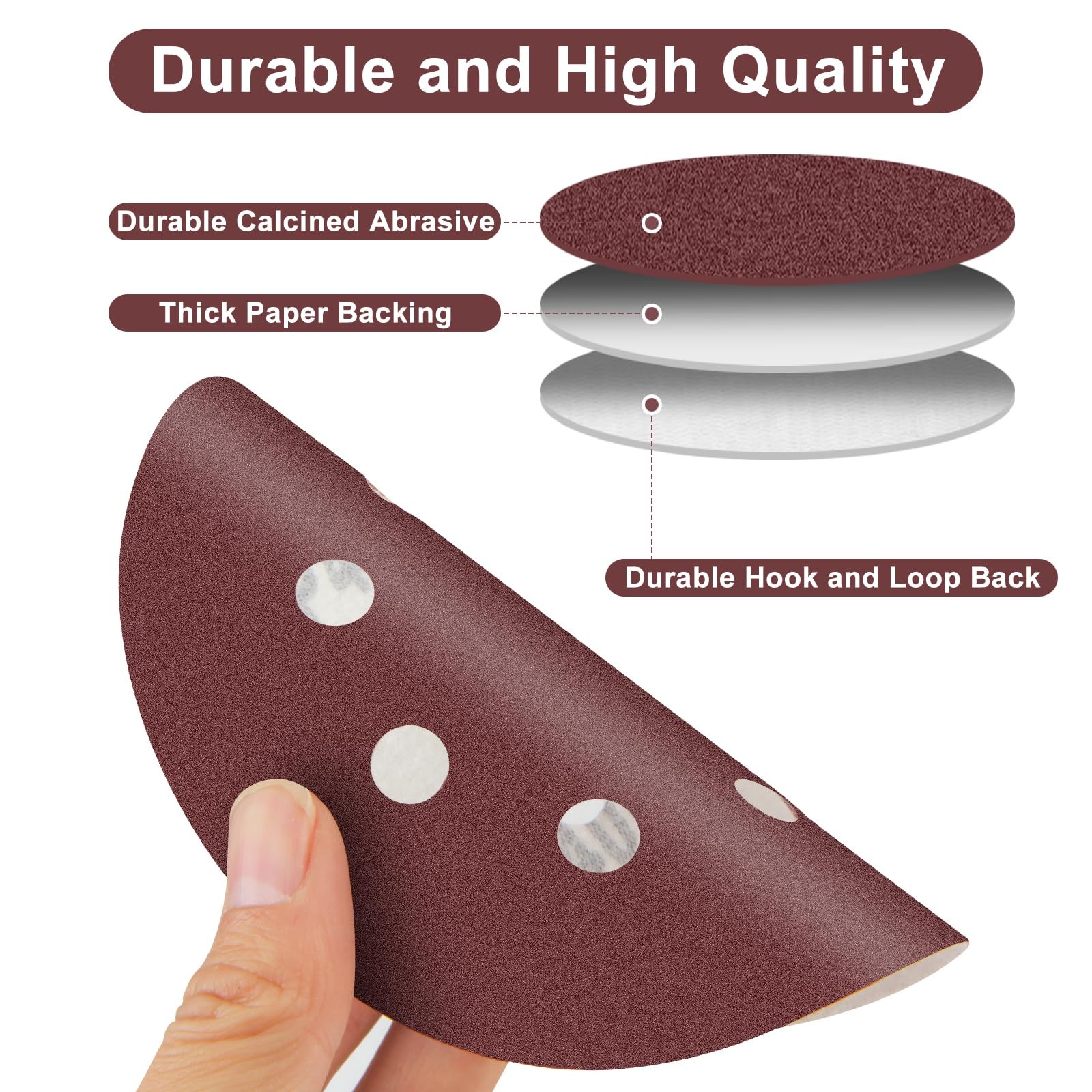 5 Inch Sanding Discs 8 Hole Hook Loop 50pc Orbital Sander Pads Grit 60800