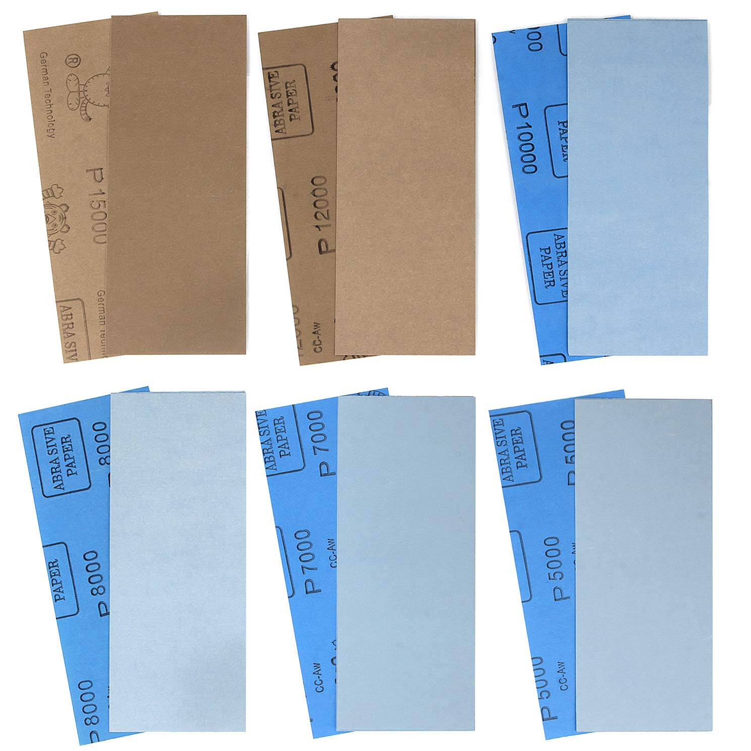 9X3.6 Inch 18 Sheets Sandpaper, Wet or Dry 5000-15000 Grit 6 Assortment Sand Pap