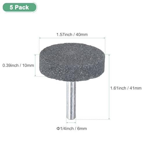 -Pack Abrasive Mounted Stone Grinding Bits, 1/4 in(6mm) Shank Aluminum 40mm 5
