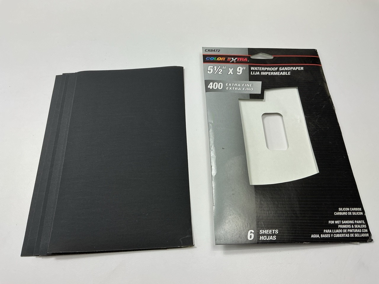 Color Extra CX8472 Sandpaper Sheets 5-1/2″ X 9″, 400 Grit, Extra Fine, Pack Of 6