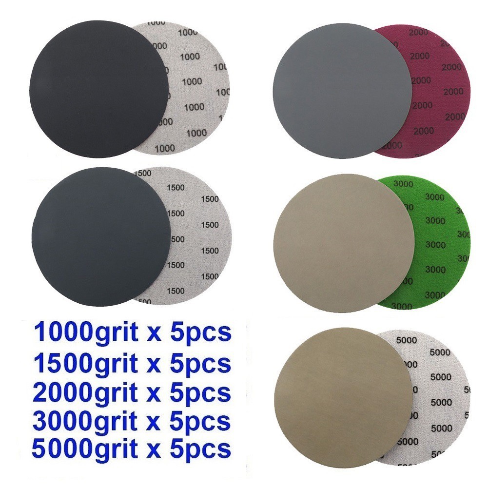 Waterproof Sandpaper Wet Dry 1000 1500 2000 3000 5000 Grit 125mm 25pcs