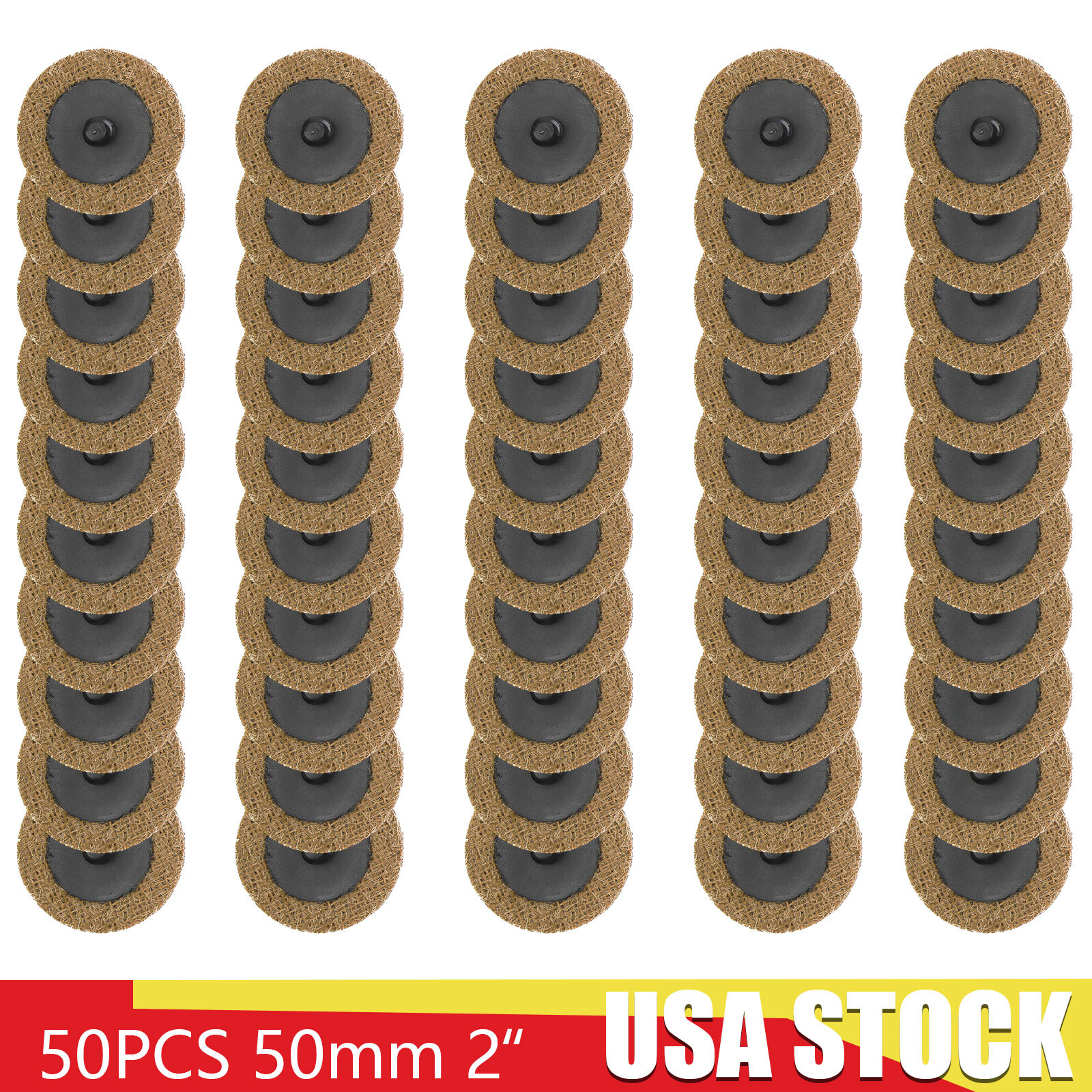 50Pc 2″ Coarse/Medium/Fine Roloc Scotch Pads Roll Lock Surface Sanding Disc