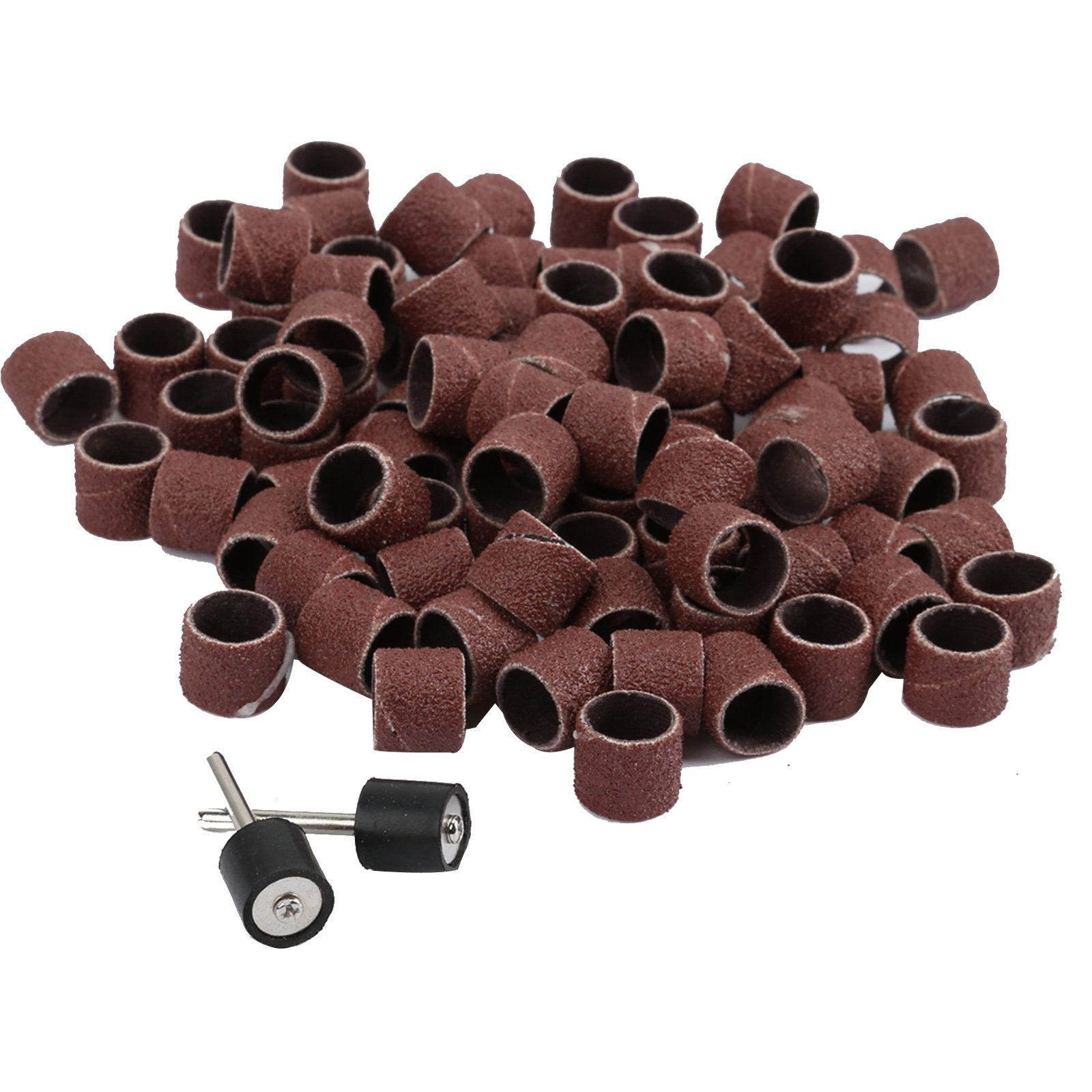 Sanding Drum Kit 100Pcs 1/2 Inch 80 Grit Sand Bands Rotary Tool Shank w 2 Mandre